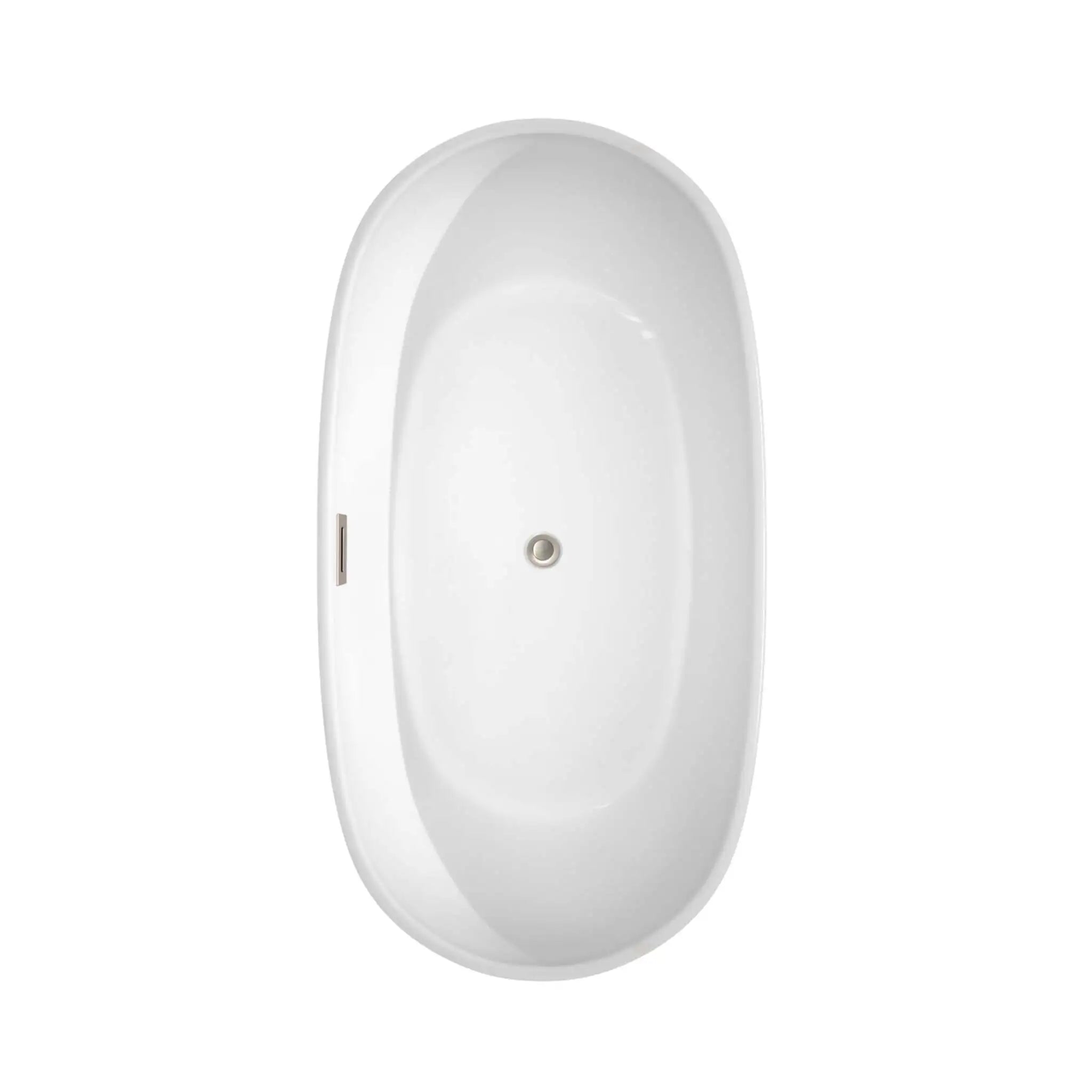 60" White Freestanding Bathtub, Brushed Nickel Trim - Rebecca by Wyndham (WCOBT101460BNTRIM) image 3