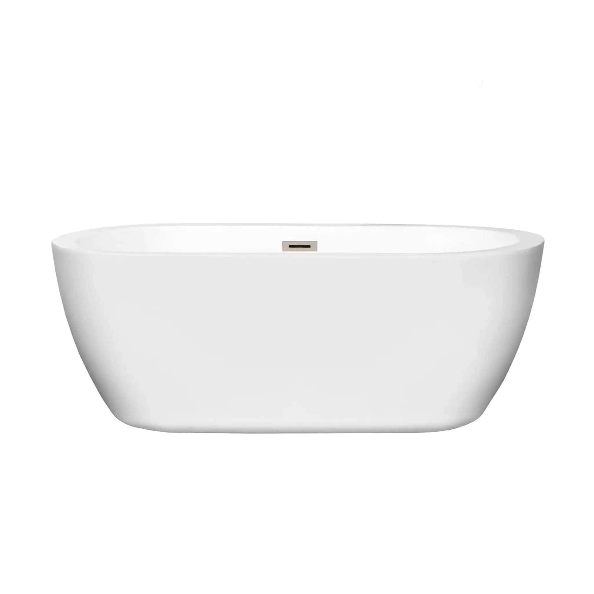 60" White Freestanding Bathtub, Brushed Nickel Trim - Soho by Wyndham (WCOBT100260BNTRIM) image 2