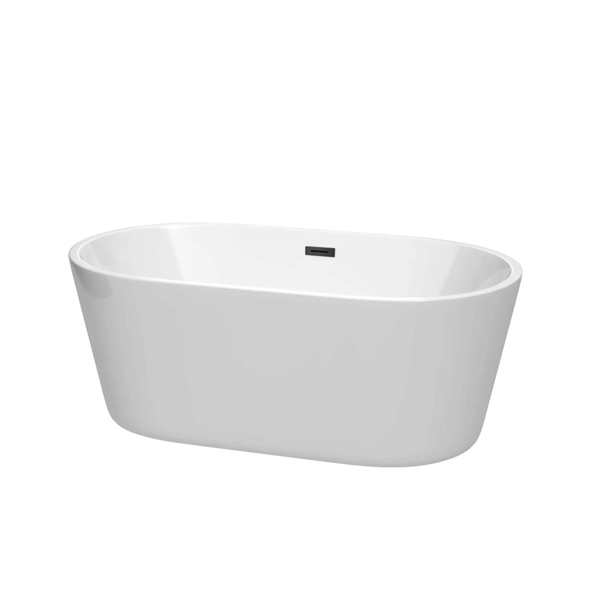 60" White Freestanding Bathtub, Matte Black Trim - Carissa by Wyndham (WCOBT101260MBTRIM) image