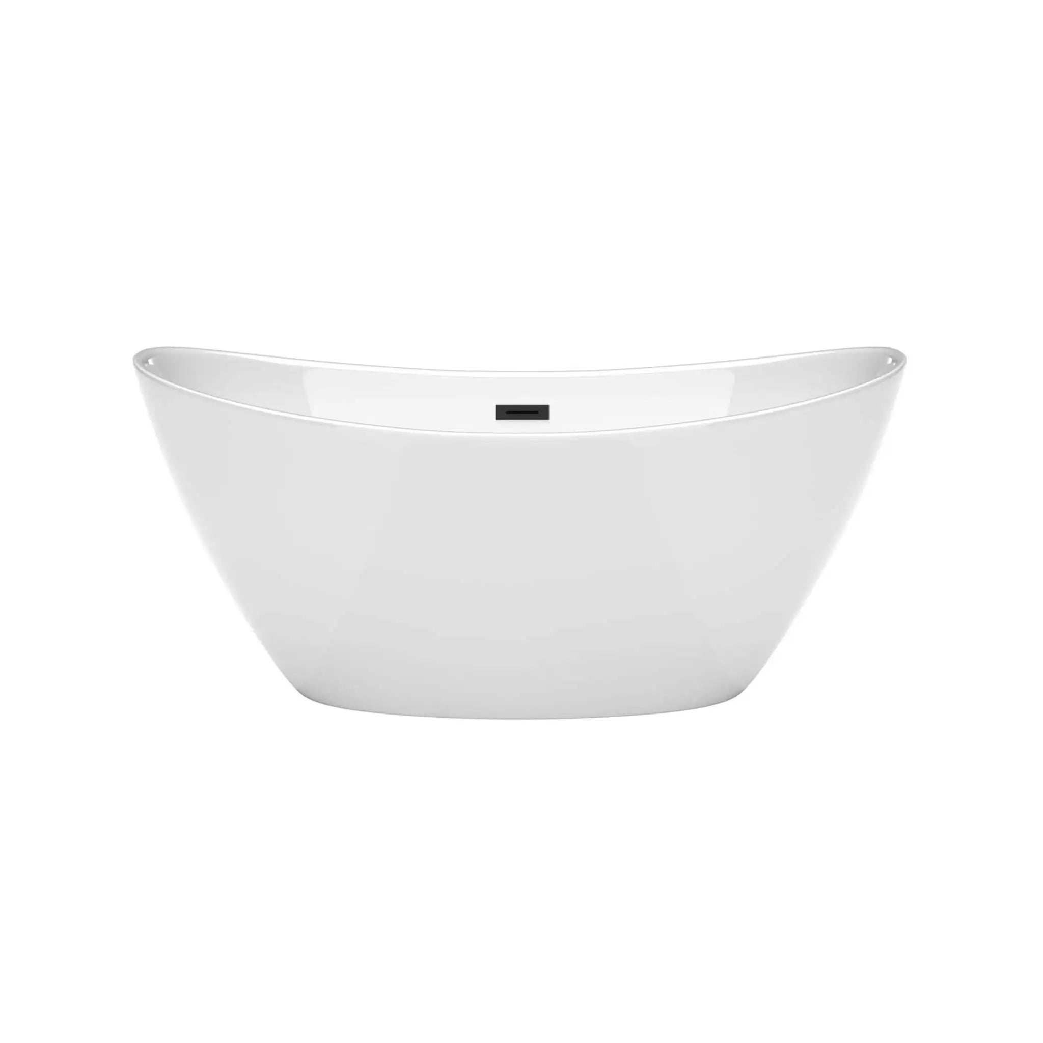 60" White Freestanding Bathtub, Matte Black Trim - Dorrit by Wyndham (WCBTE652060MBTRIM) image 3
