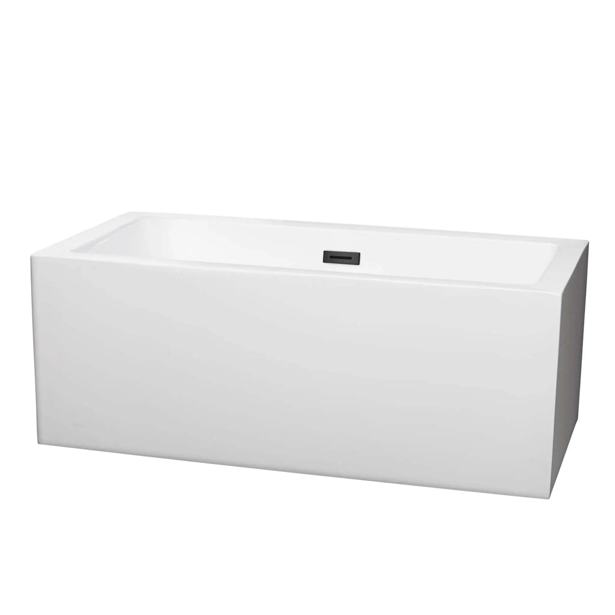 60" White Freestanding Bathtub, Matte Black Trim - Melody by Wyndham (WCOBT101160MBTRIM) image