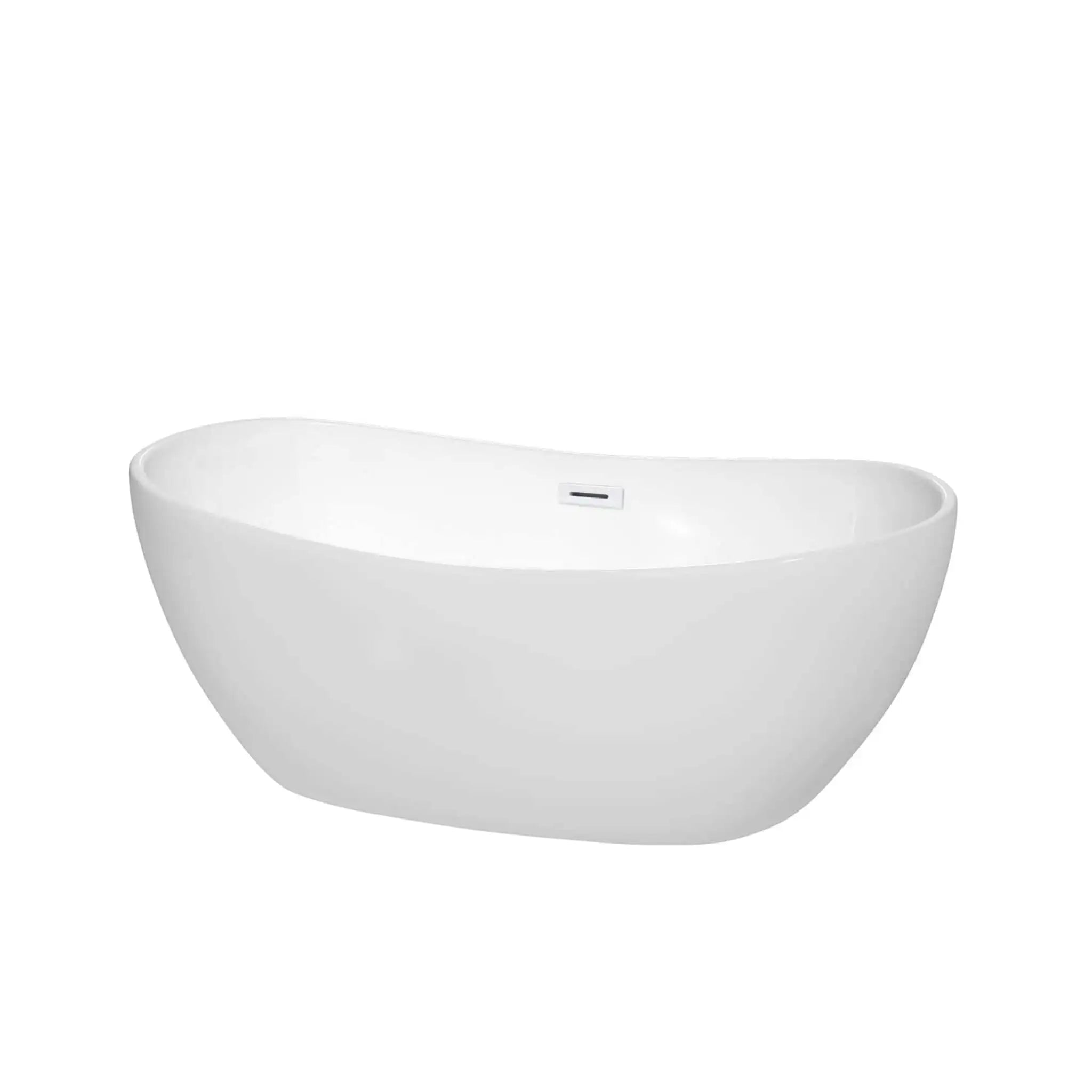 60" White Freestanding Bathtub - Rebecca by Wyndham (WCOBT101460SWTRIM) image