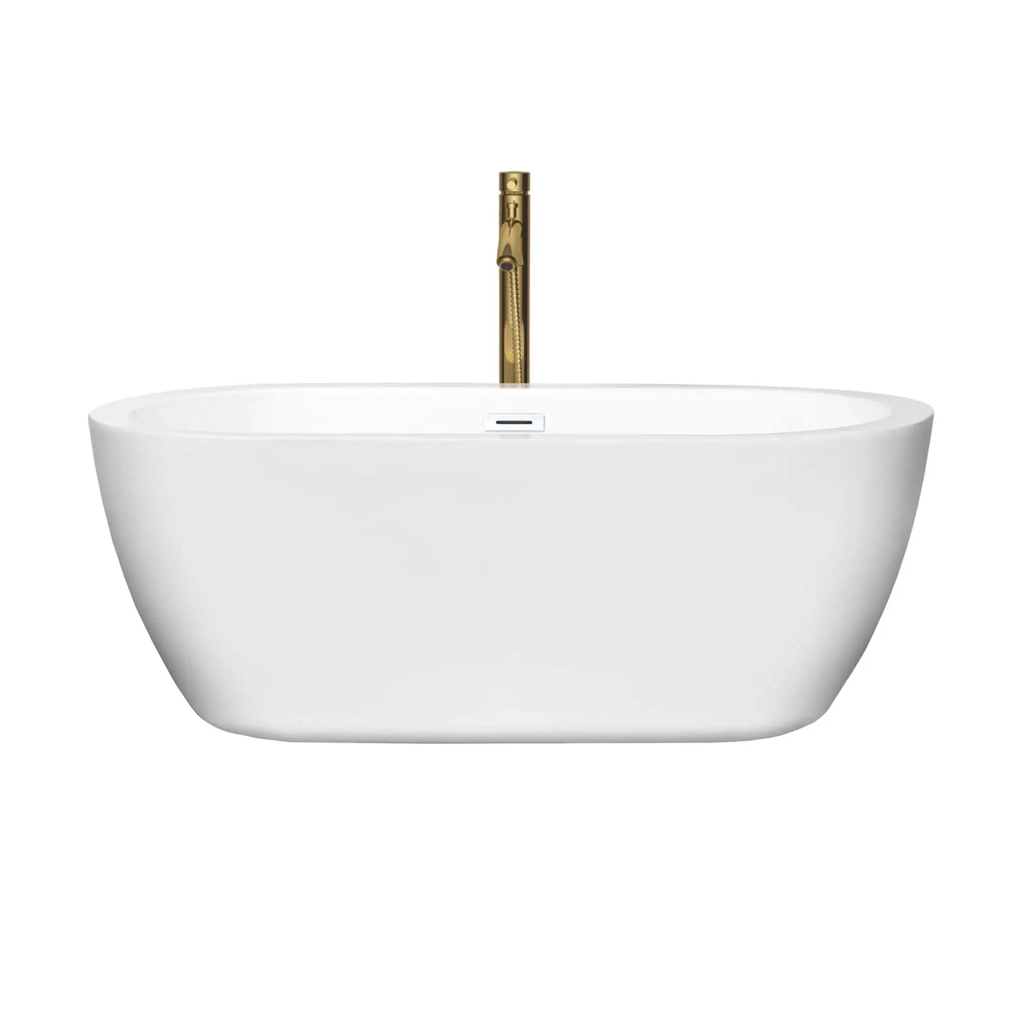 60" White Freestanding Bathtub with Brushed Gold Faucet - Soho by Wyndham (WCOBT100260SWATPGD) image 2
