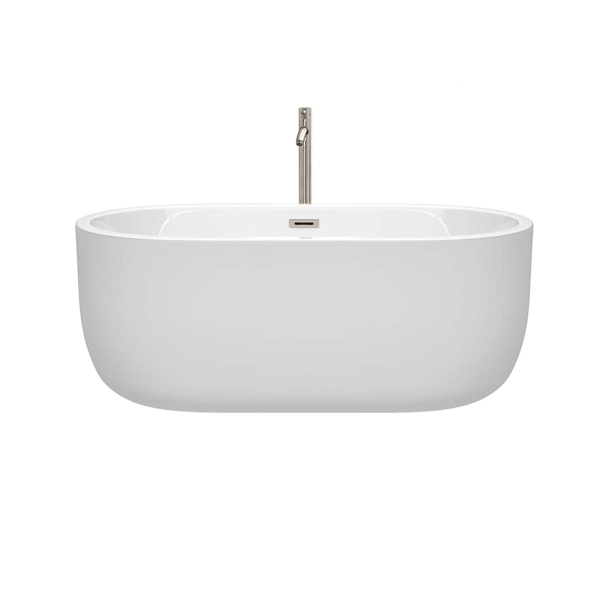 60" White Freestanding Bathtub with Brushed Nickel Faucet - Juliette by Wyndham (WCOBT101360ATP11BN) image 2