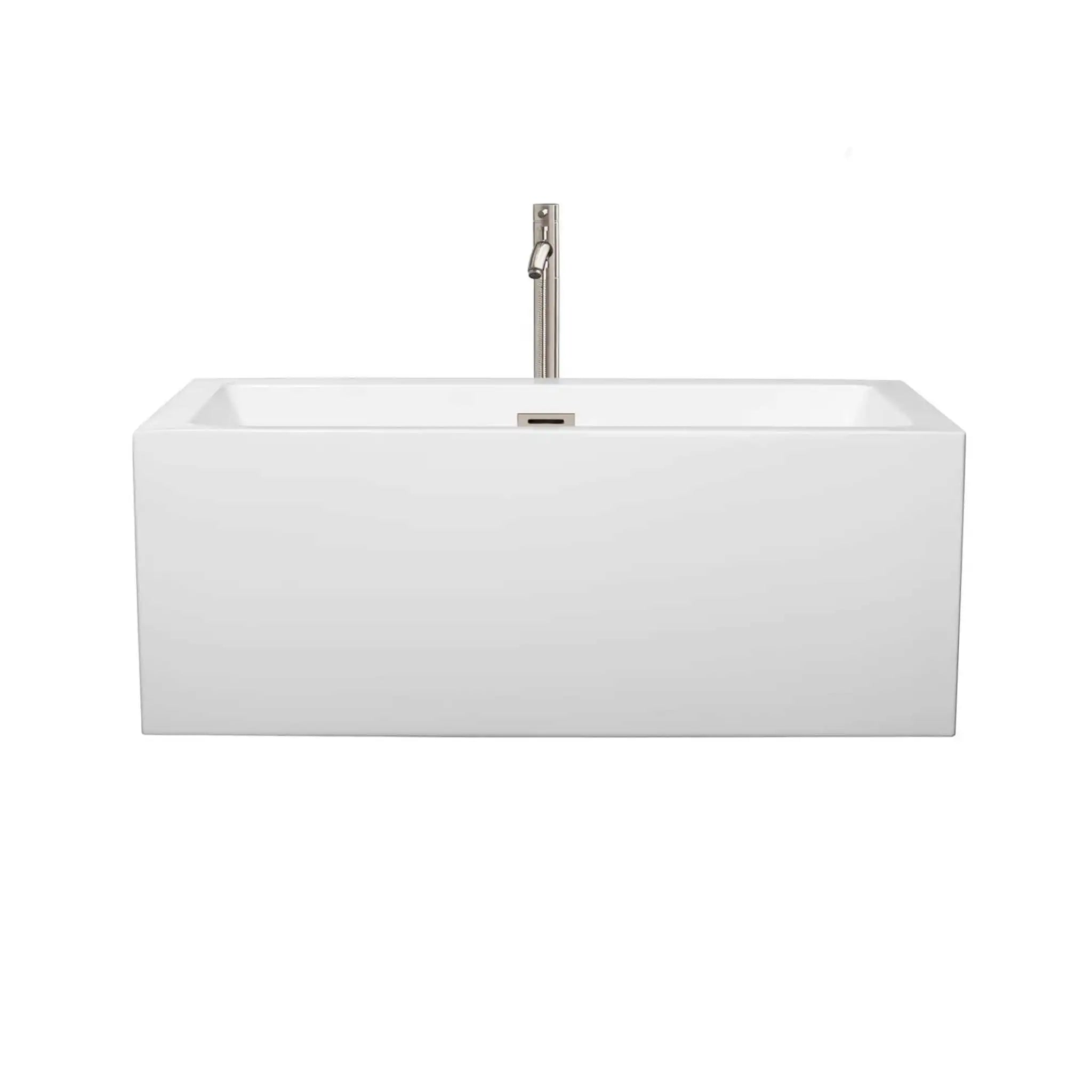 60" White Freestanding Bathtub with Brushed Nickel Faucet - Melody by Wyndham (WCOBT101160ATP11BN) image 2