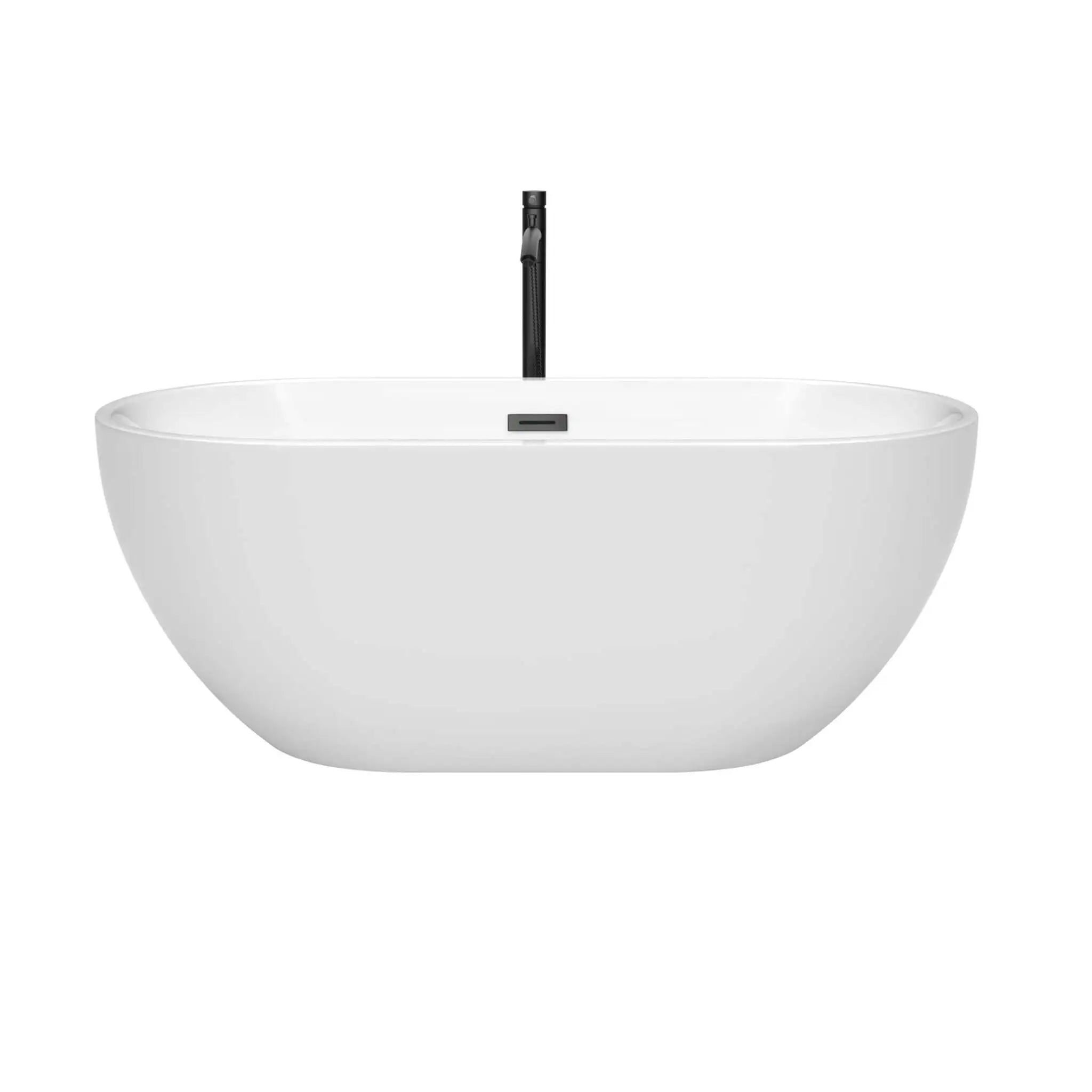 60" White Freestanding Bathtub with Matte Black Faucet - Brooklyn by Wyndham (WCOBT200060MBATPBK) image 2