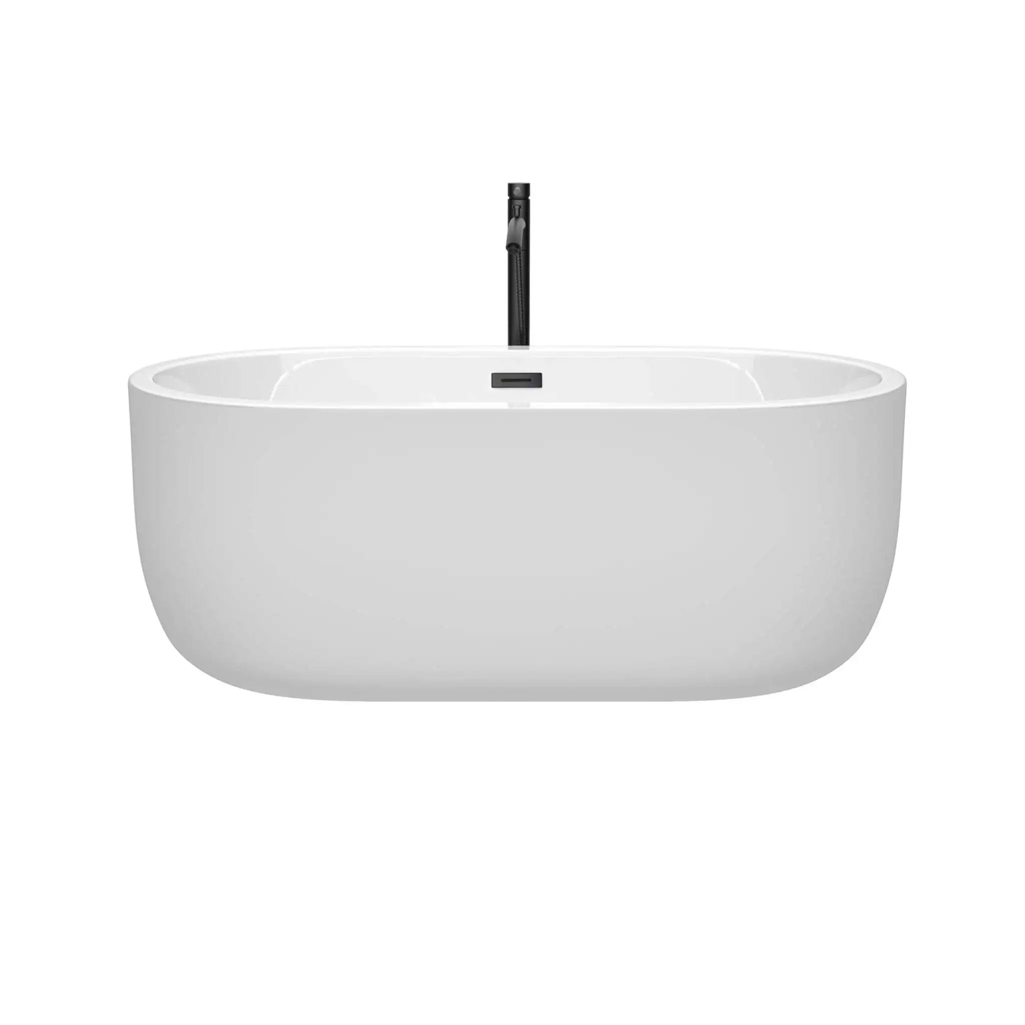 60" White Freestanding Bathtub with Matte Black Faucet - Juliette by Wyndham (WCOBT101360MBATPBK) image 2
