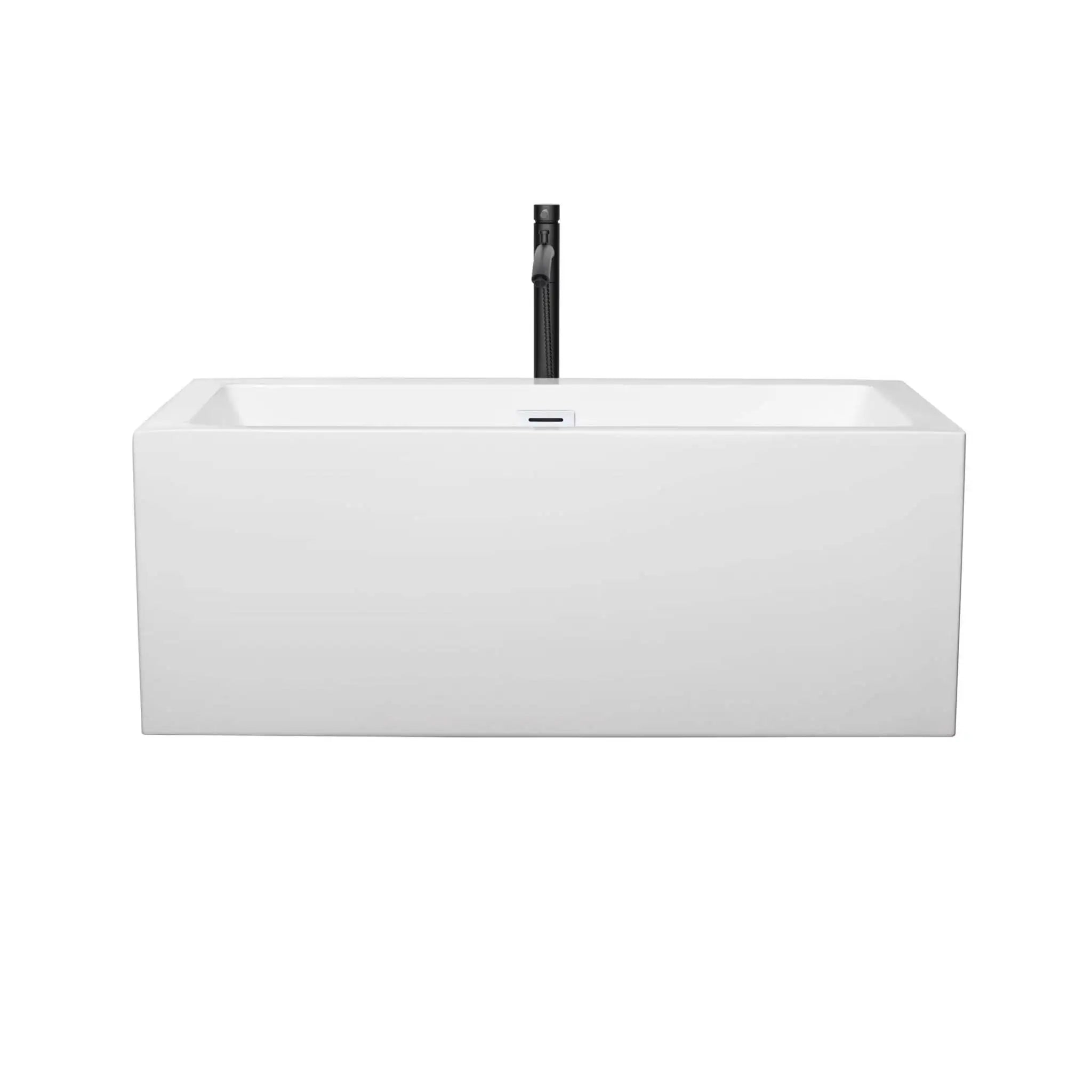 60" White Freestanding Bathtub with Matte Black Faucet - Melody by Wyndham (WCOBT101160SWATPBK) image 2