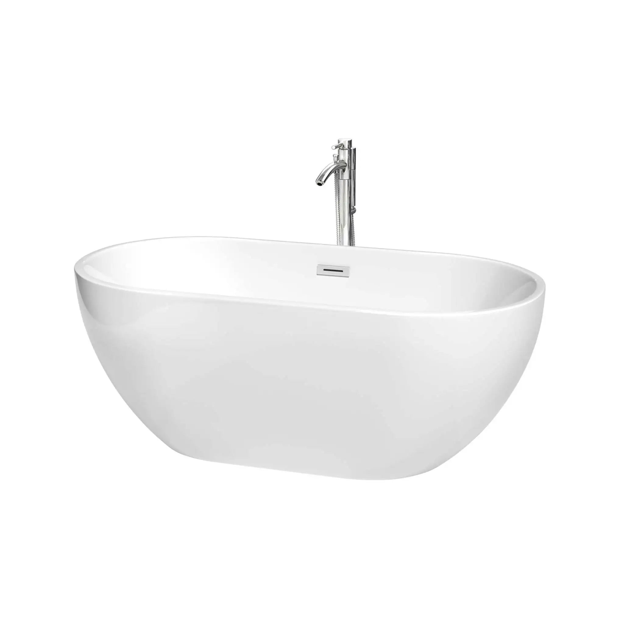 60" White Freestanding Bathtub with Polished Chrome Faucet - Brooklyn by Wyndham (WCOBT200060ATP11PC) image