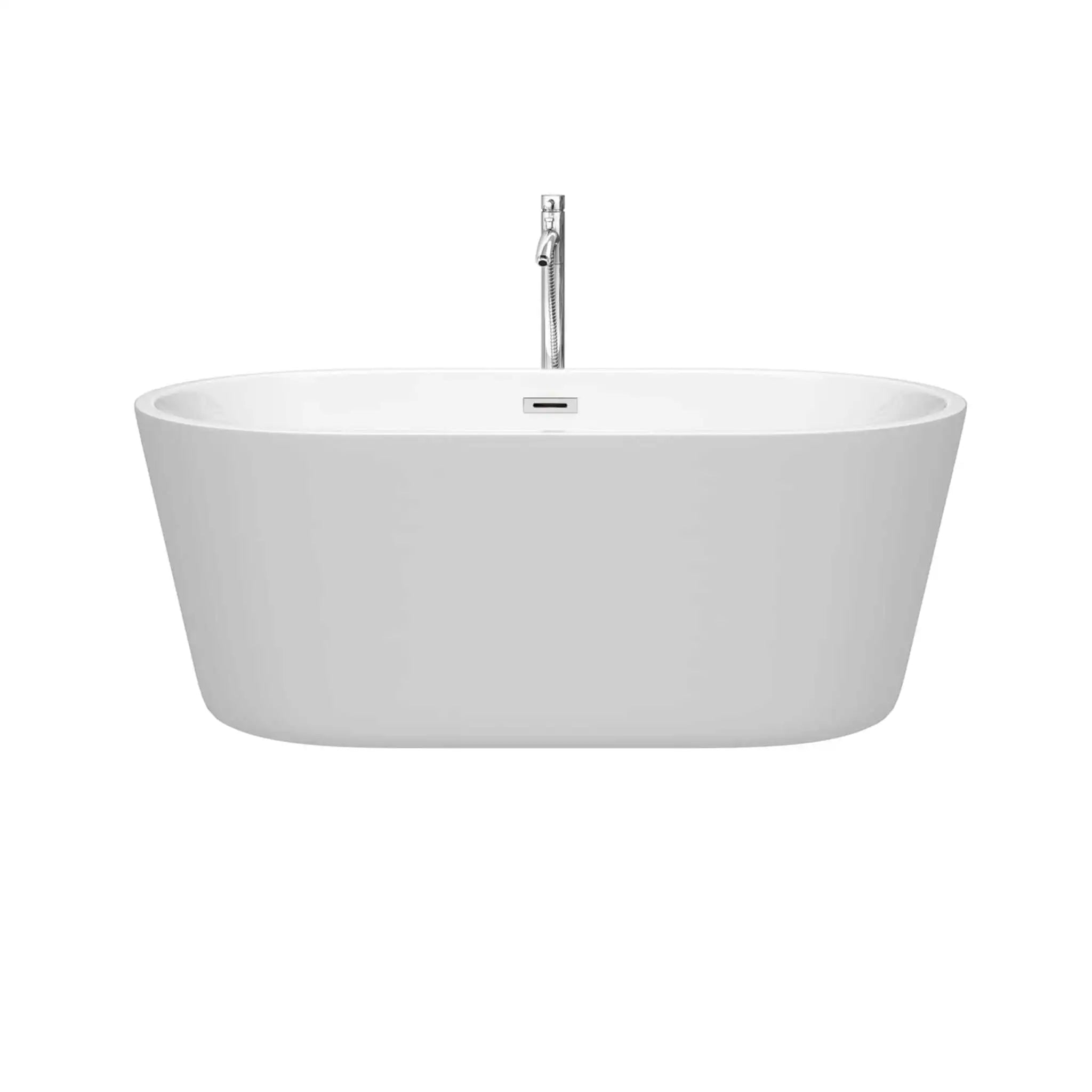 60" White Freestanding Bathtub with Polished Chrome Faucet - Carissa by Wyndham (WCOBT101260ATP11PC) image 2