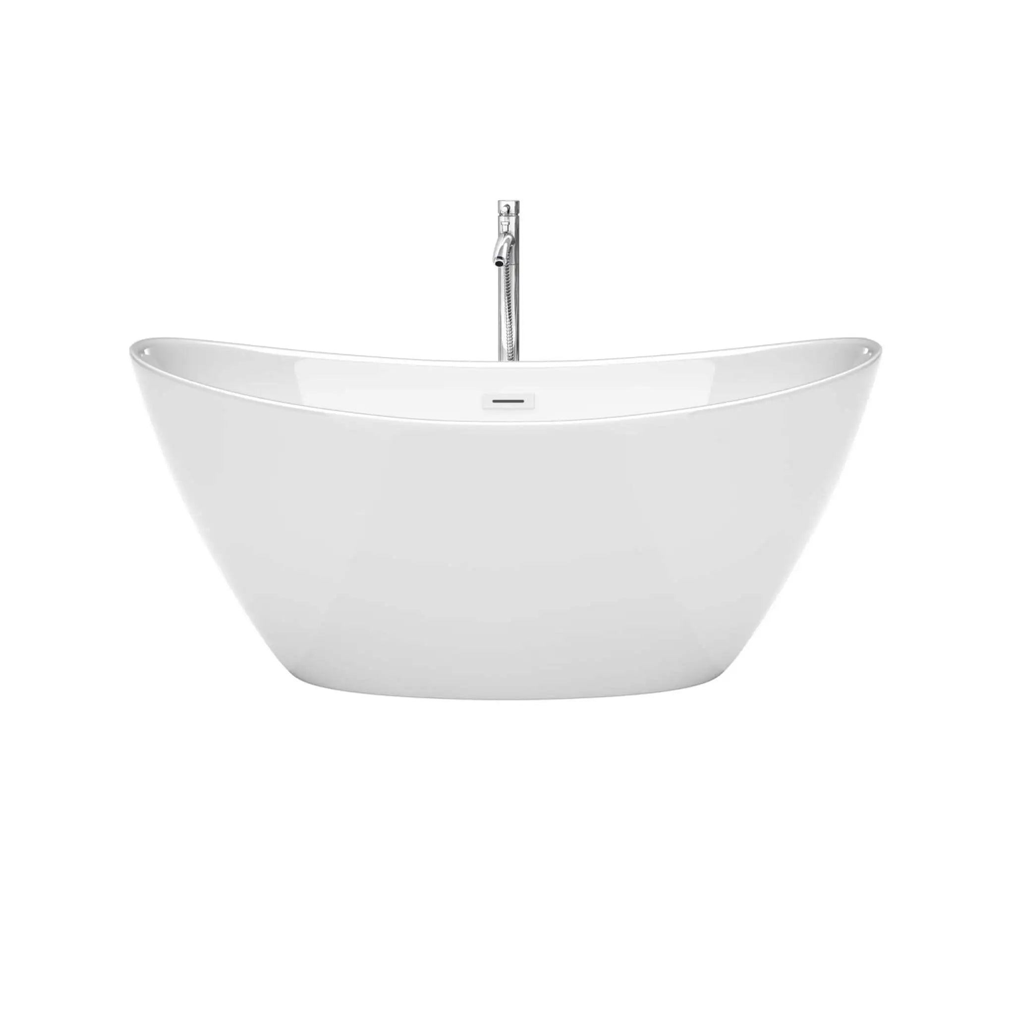 60" White Freestanding Bathtub with Polished Chrome Faucet - Dorrit by Wyndham (WCBTE652060SWATPPC) image 3