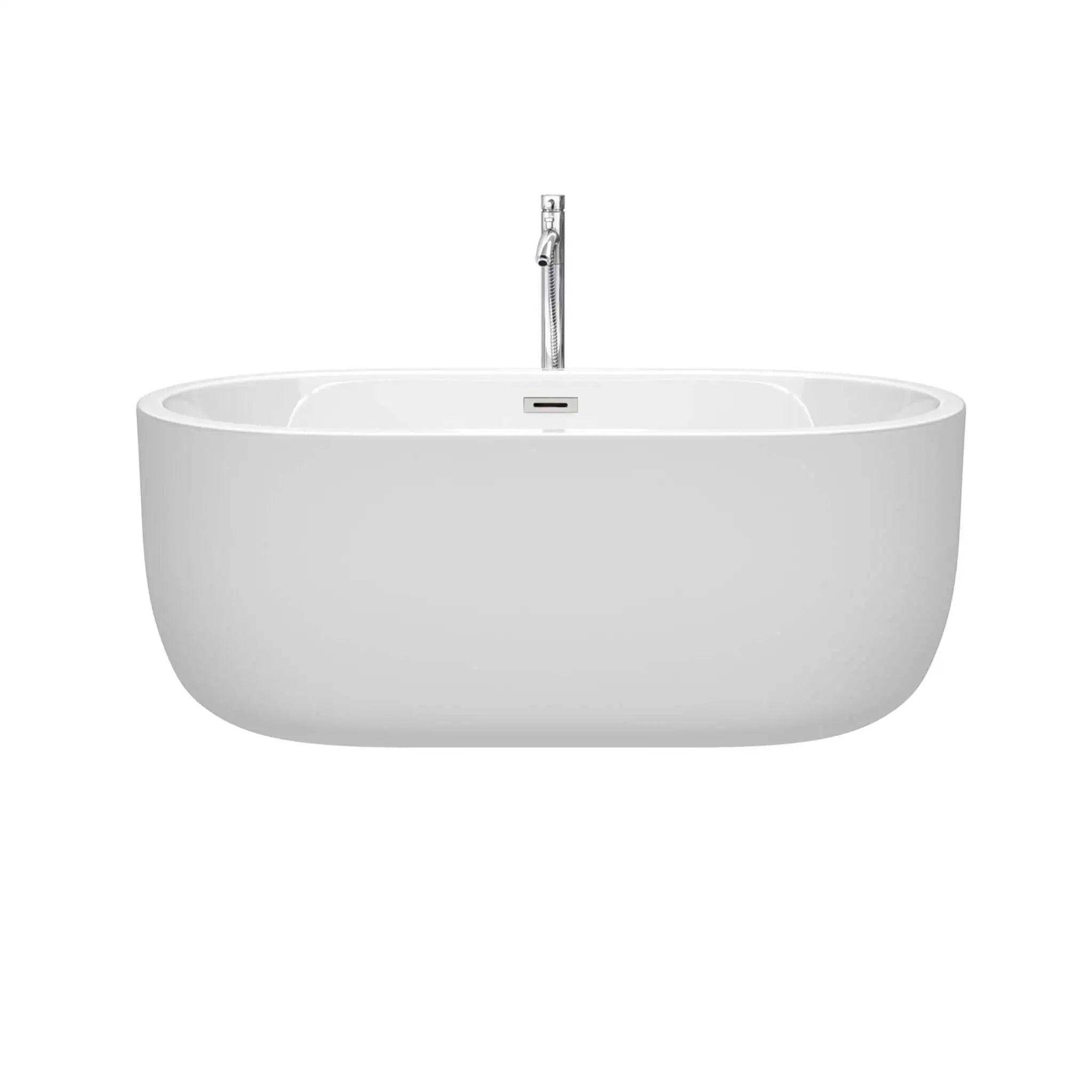 60" White Freestanding Bathtub with Polished Chrome Faucet - Juliette by Wyndham (WCOBT101360ATP11PC) image 2