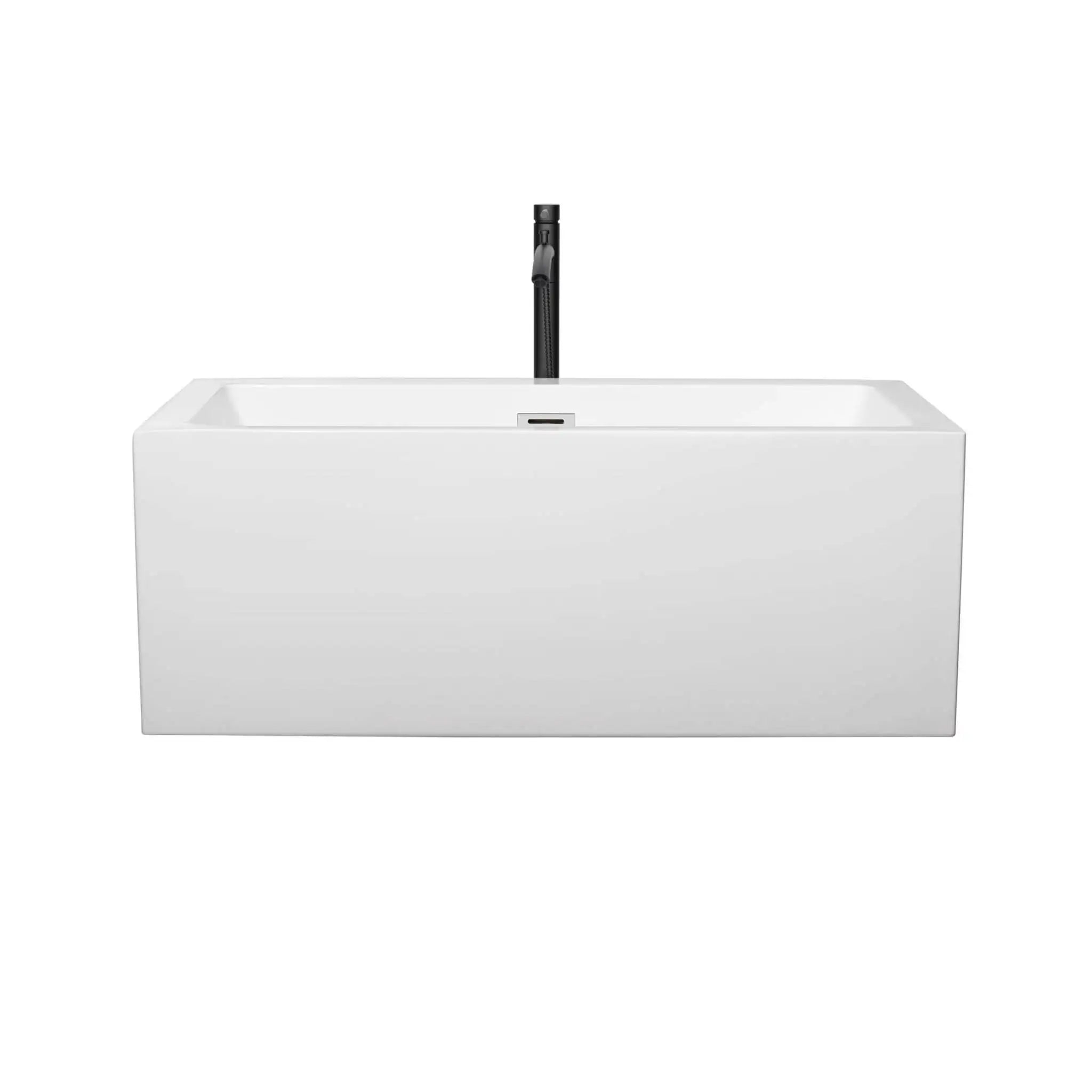 60" White Freestanding Bathtub with Polished Chrome Faucet - Melody by Wyndham (WCOBT101160PCATPBK) image 3