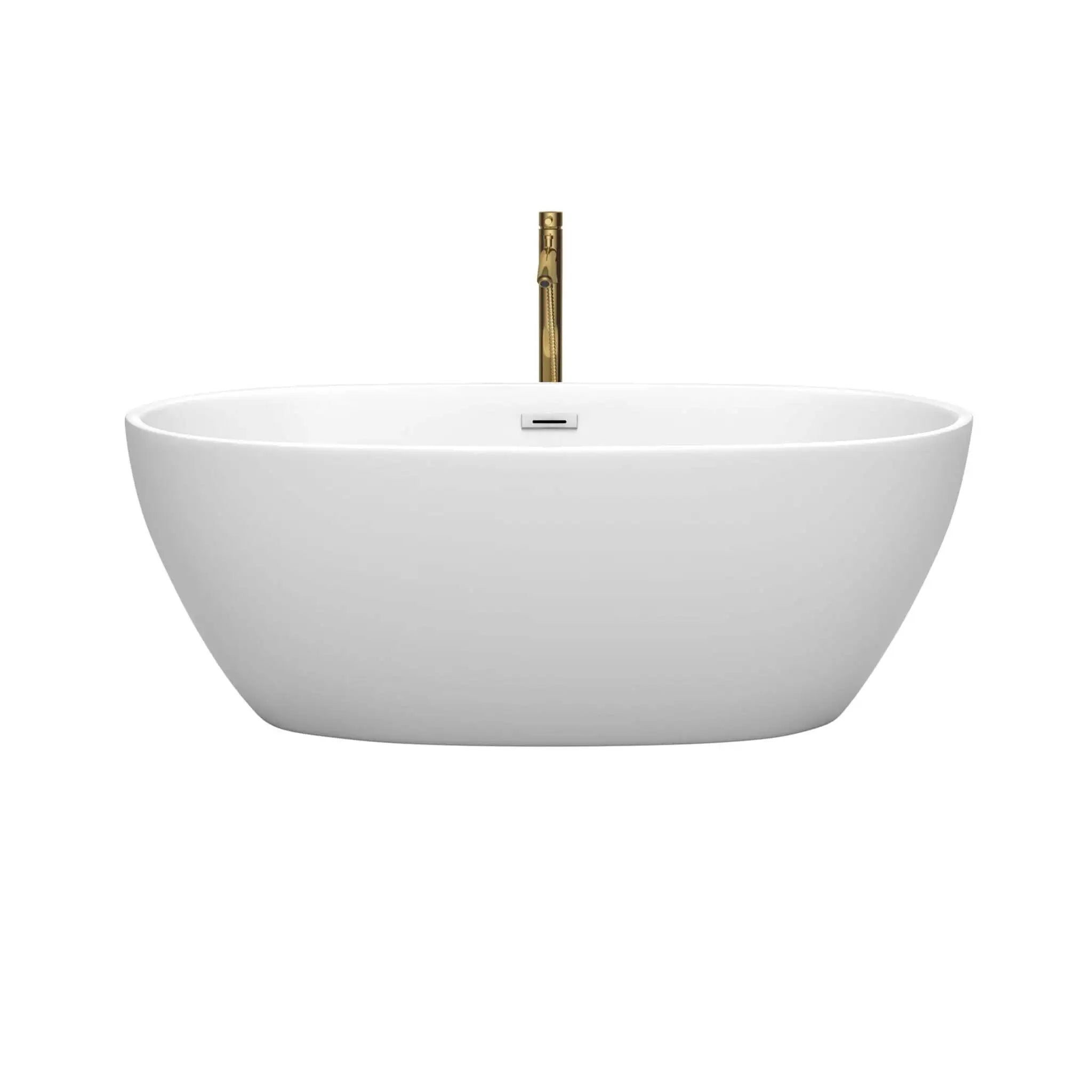 63" Matte White Freestanding Bathtub with Brushed Gold Faucet - Juno by Wyndham (WCBTE306163MWPCATPGD) image 2