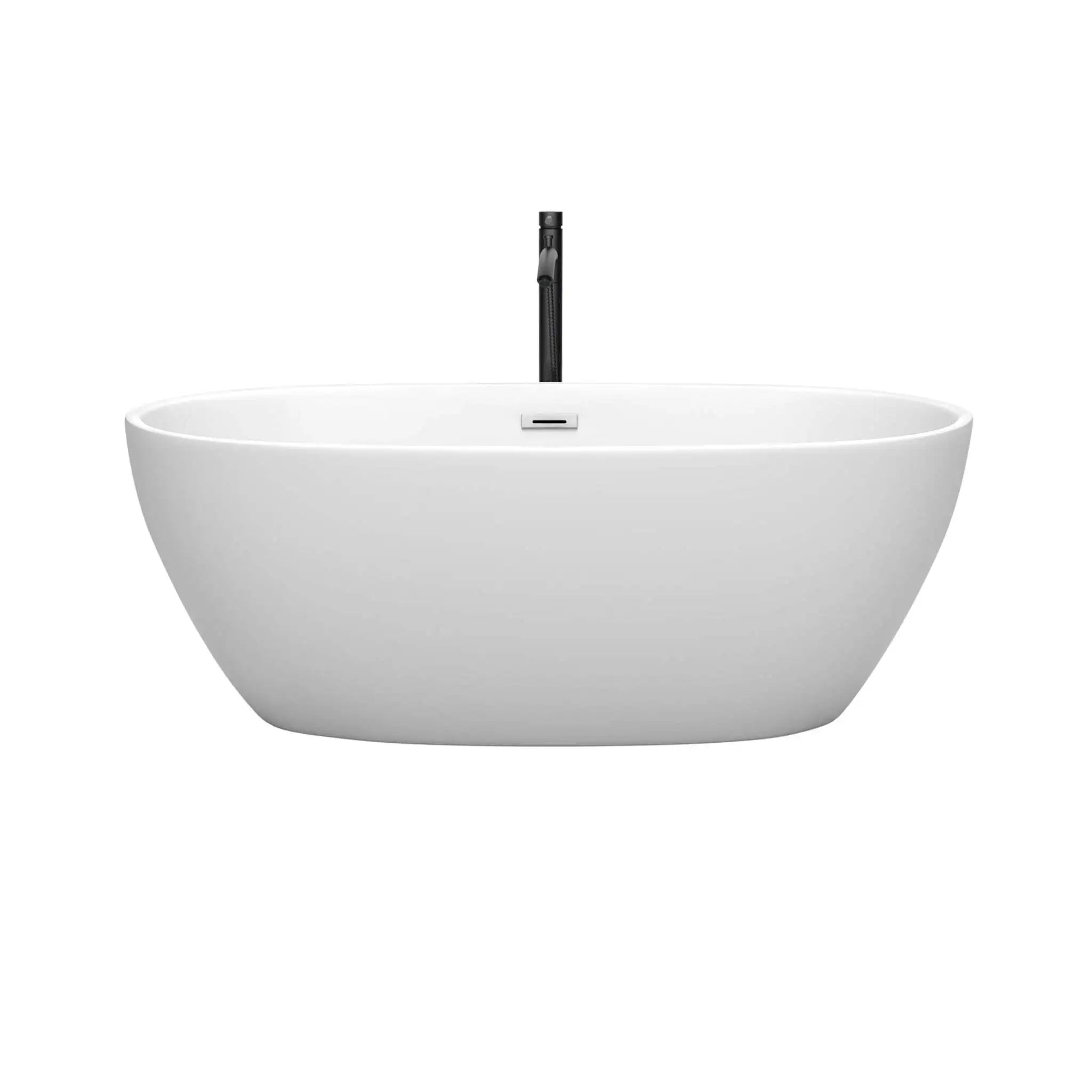 63" Matte White Freestanding Bathtub with Polished Chrome - Juno by Wyndham (WCBTE306163MWPCATPBK) image 2
