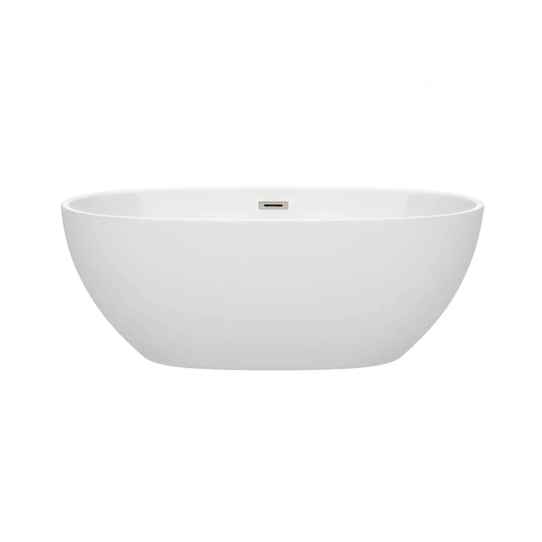 63" White Freestanding Bathtub, Brushed Nickel Trim - Juno by Wyndham (WCBTK156163BNTRIM) image 2