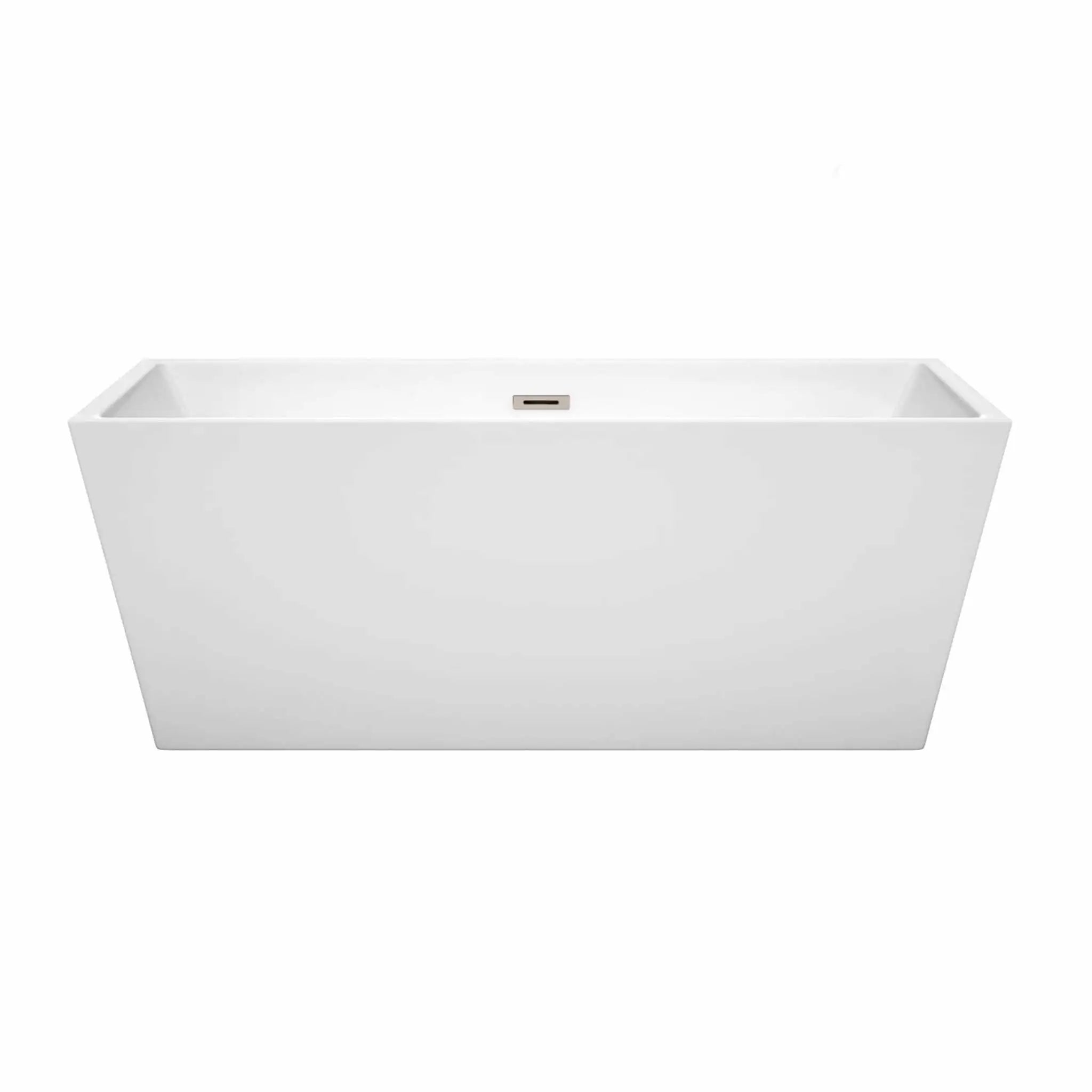 63" White Freestanding Bathtub, Brushed Nickel Trim - Sara by Wyndham (WCBTK151463BNTRIM) image 2