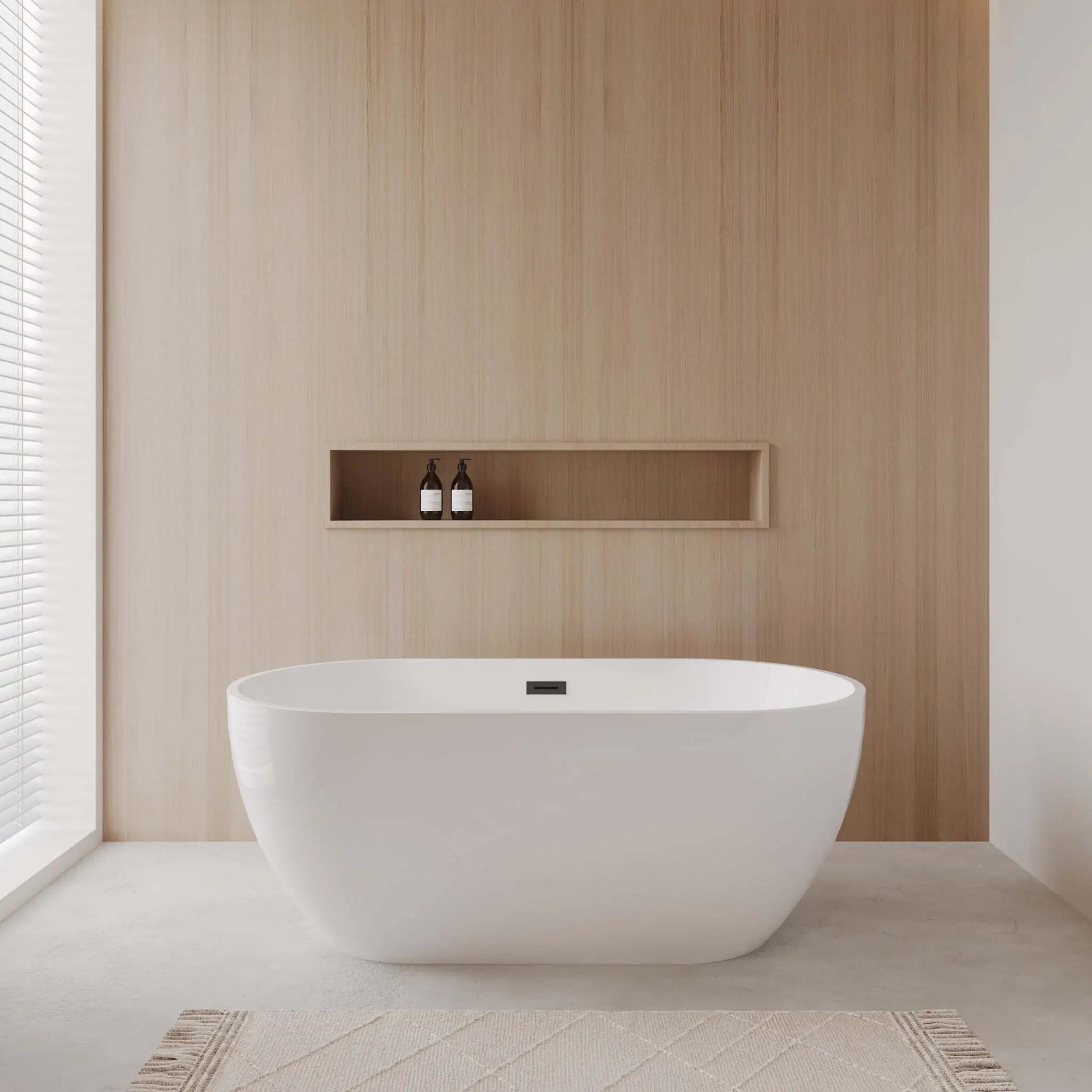 63" White Freestanding Bathtub, Matte Black Trim - Juno by Wyndham (WCBTK156163MBTRIM) image 1
