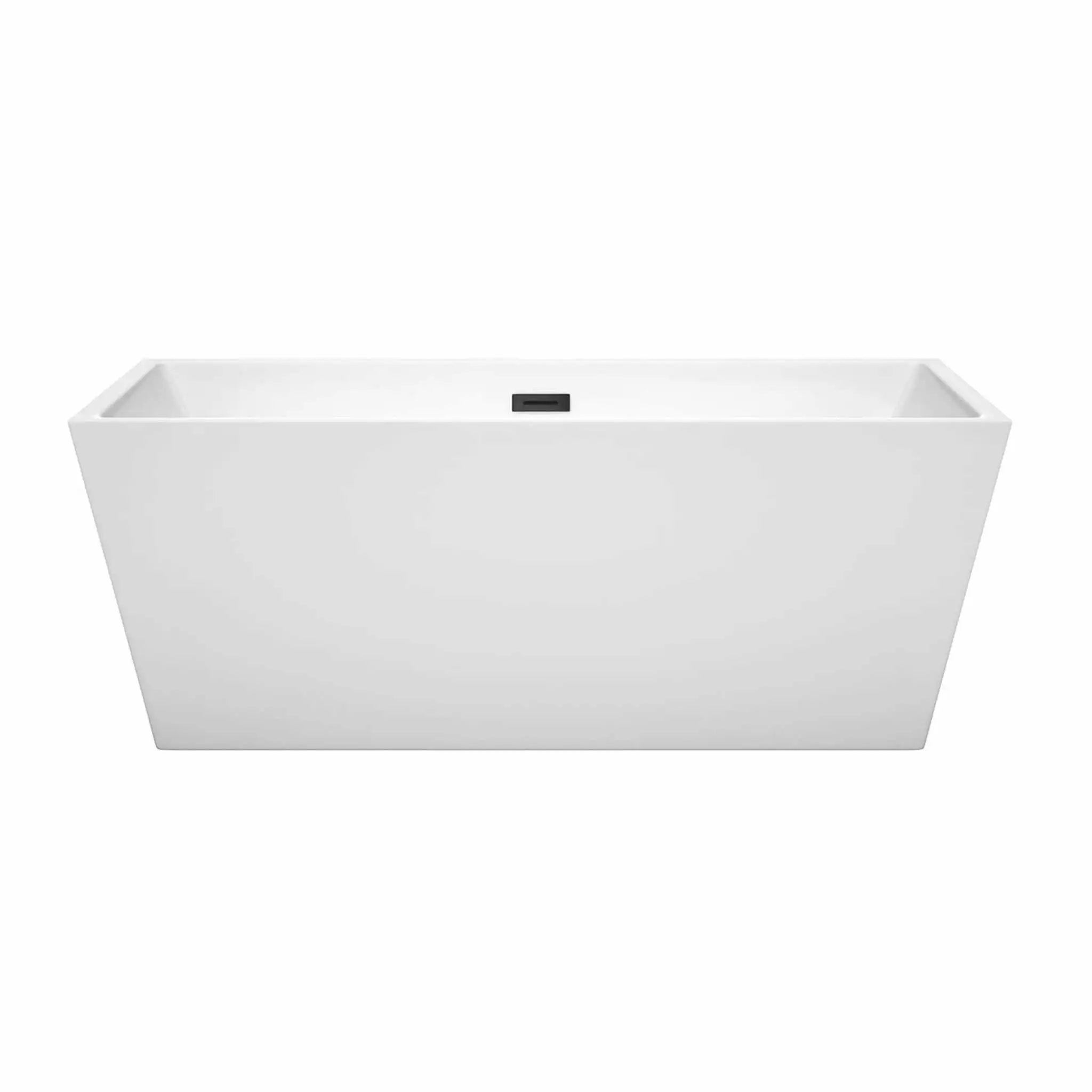 63" White Freestanding Bathtub, Matte Black Trim - Sara by Wyndham (WCBTK151463MBTRIM) image 2