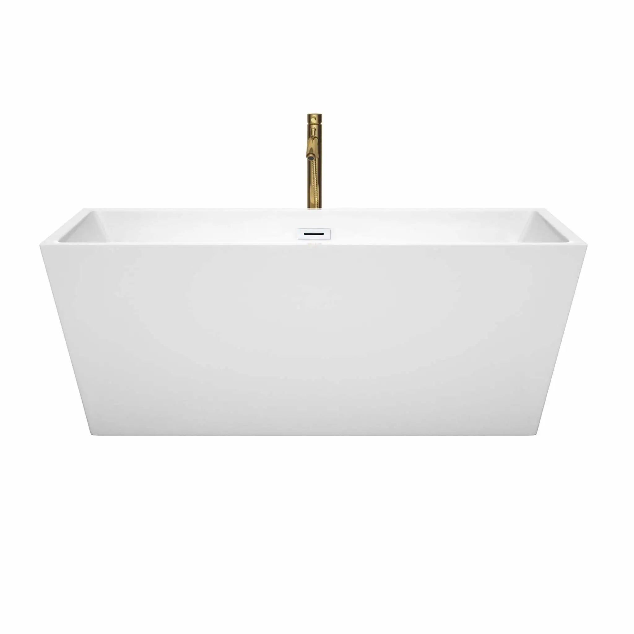 63" White Freestanding Bathtub with Brushed Gold Faucet - Sara by Wyndham (WCBTK151463SWATPGD) image 2