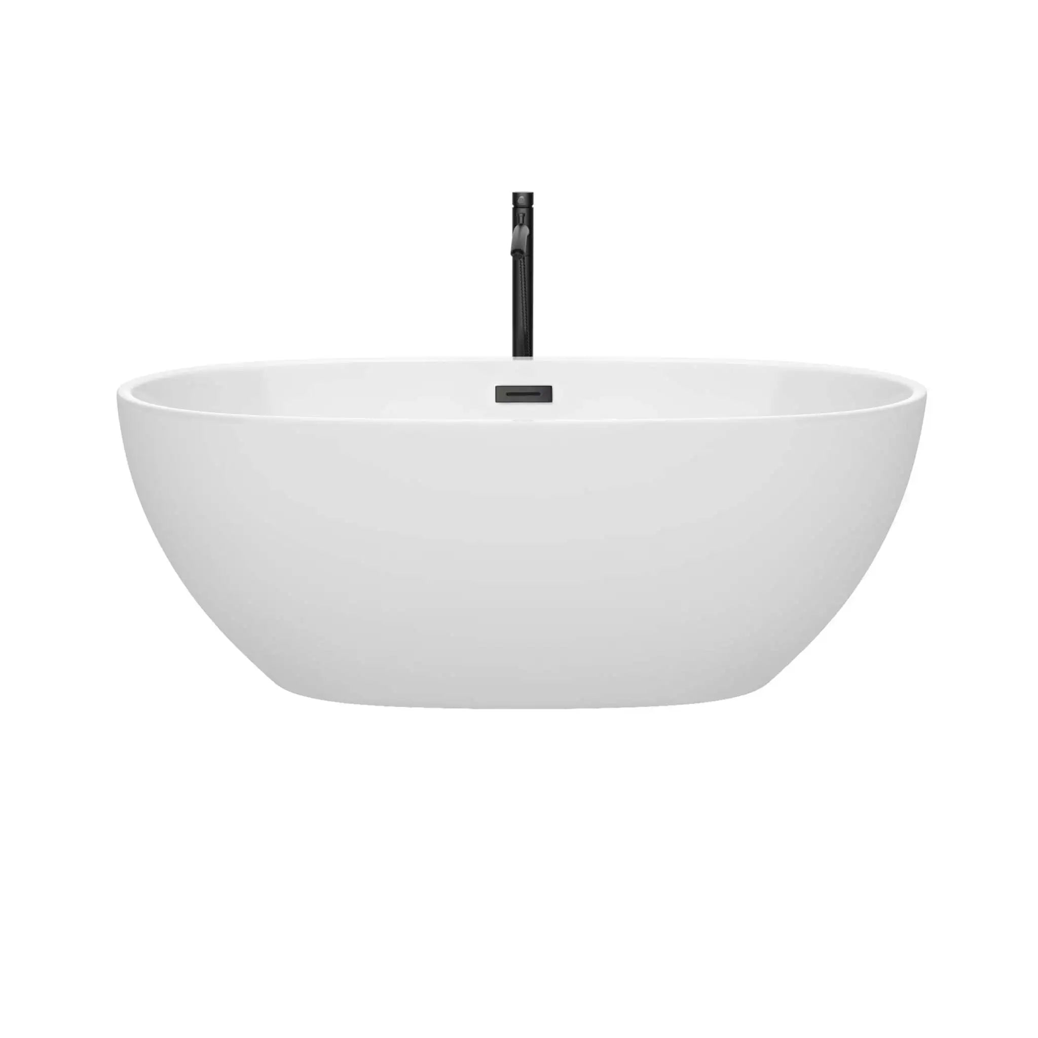 63" White Freestanding Bathtub with Matte Black Faucet - Juno by Wyndham (WCBTK156163MBATPBK) image 2
