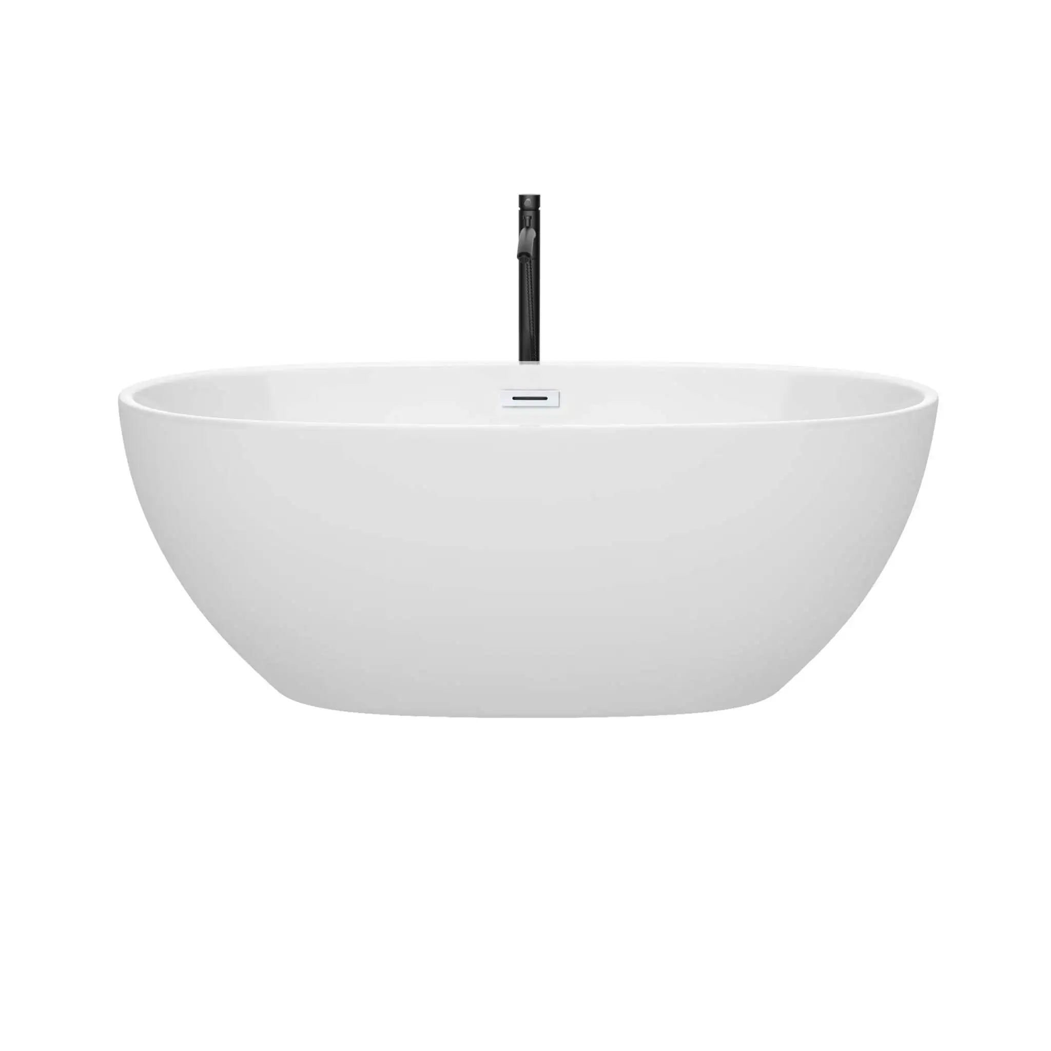 63" White Freestanding Bathtub with Matte Black Faucet - Juno by Wyndham (WCBTK156163SWATPBK) image 2