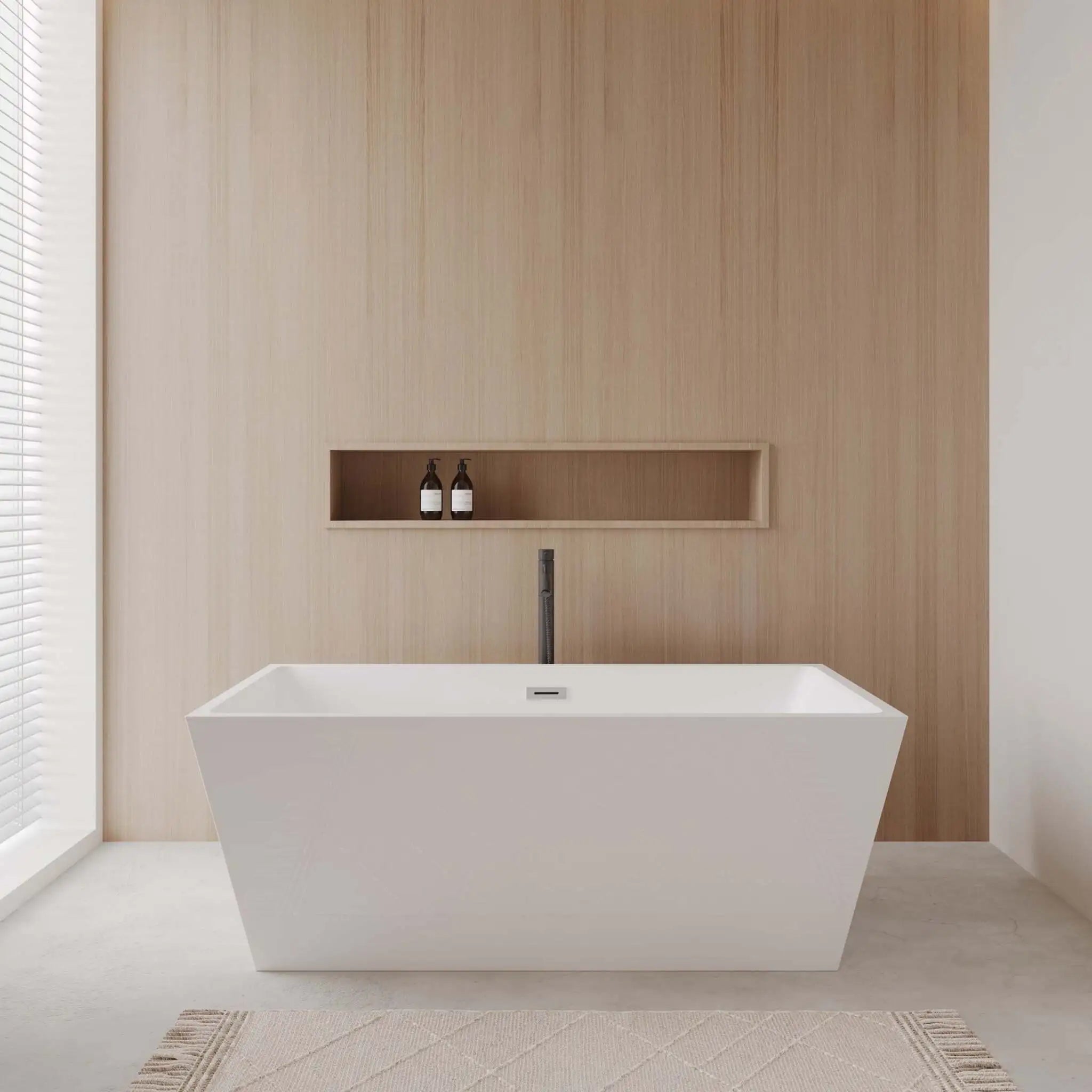 63" White Freestanding Bathtub with Polished Chrome Faucet - Sara by Wyndham (WCBTK151463PCATPBK) image 1