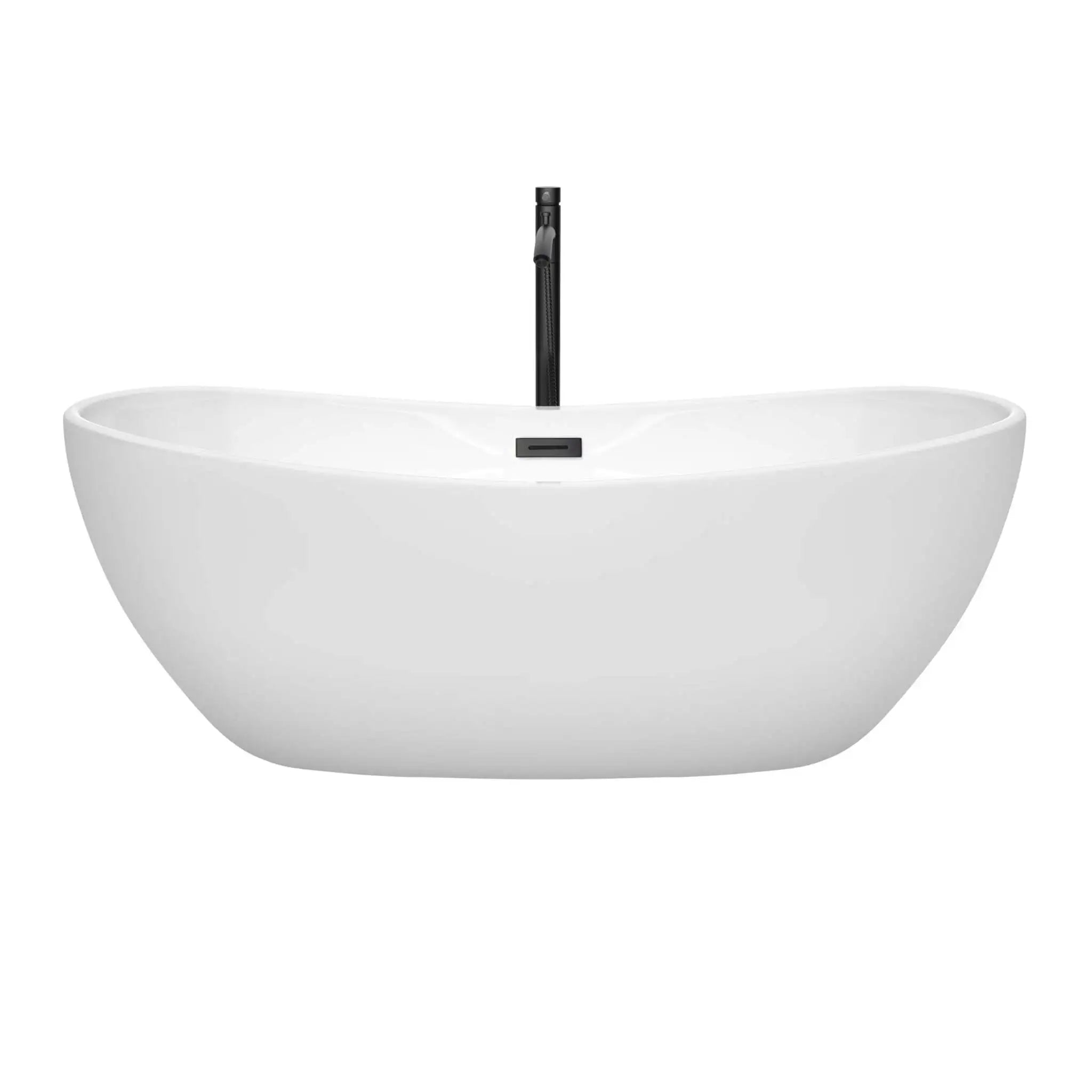 65" White Freestanding Bathtub with Matte Black Faucet - Rebecca by Wyndham (WCOBT101465MBATPBK) image 2