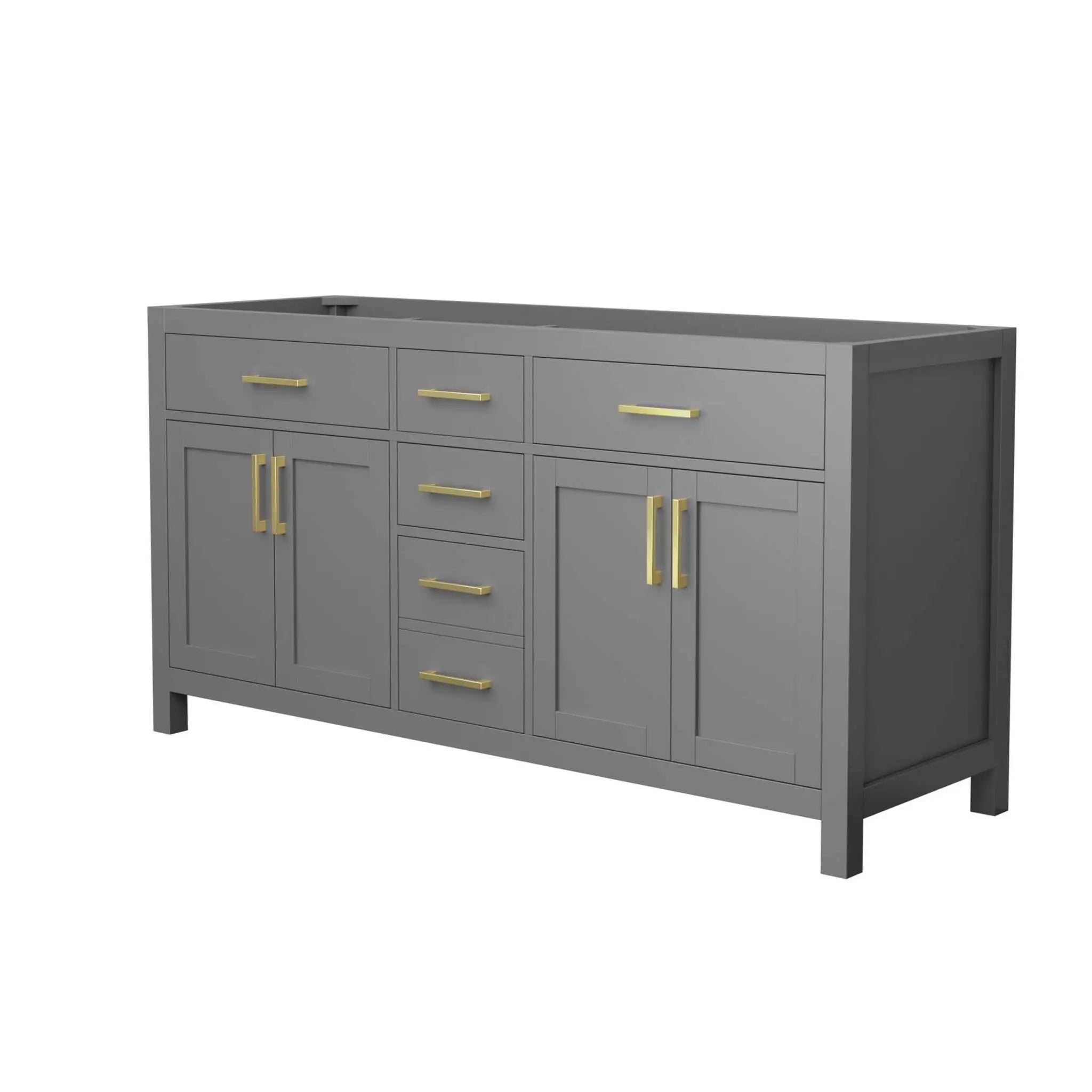 66" Beckett Double Bathroom Vanity in Dark Gray with Brushed Gold Trim by Wyndham