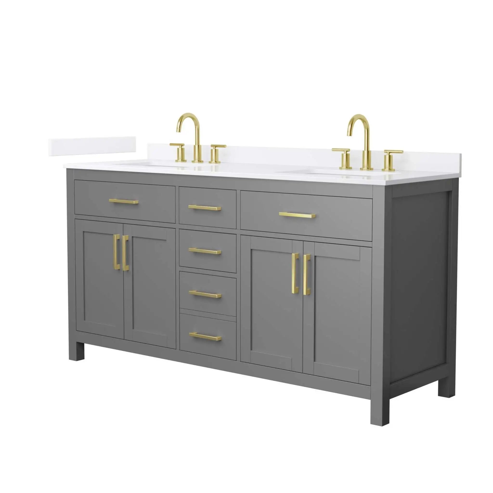 66" Beckett Double Bathroom Vanity in Dark Gray with Brushed Gold Trim by Wyndham