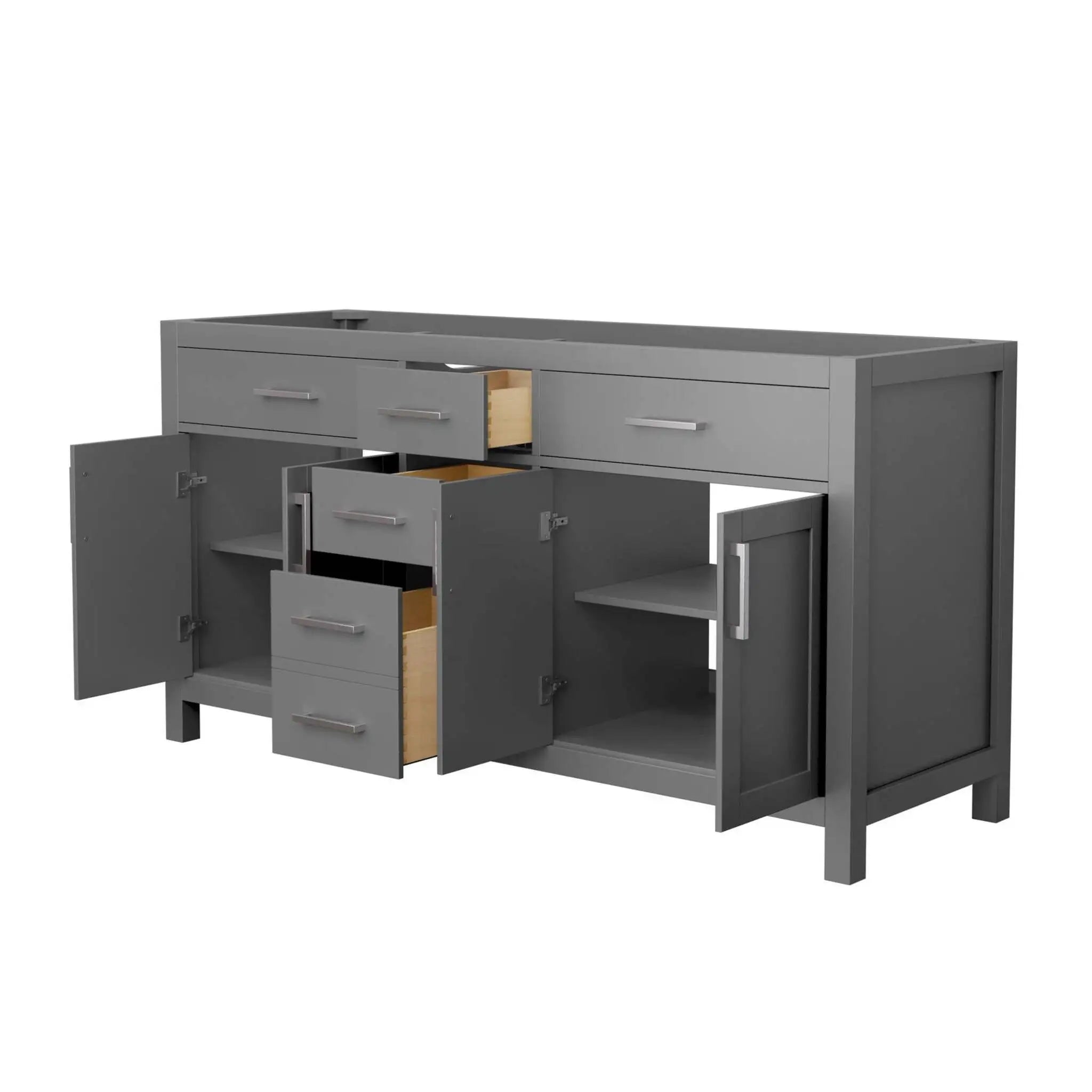 66" Beckett Double Bathroom Vanity in Dark Gray with Brushed Nickel Trim by Wyndham