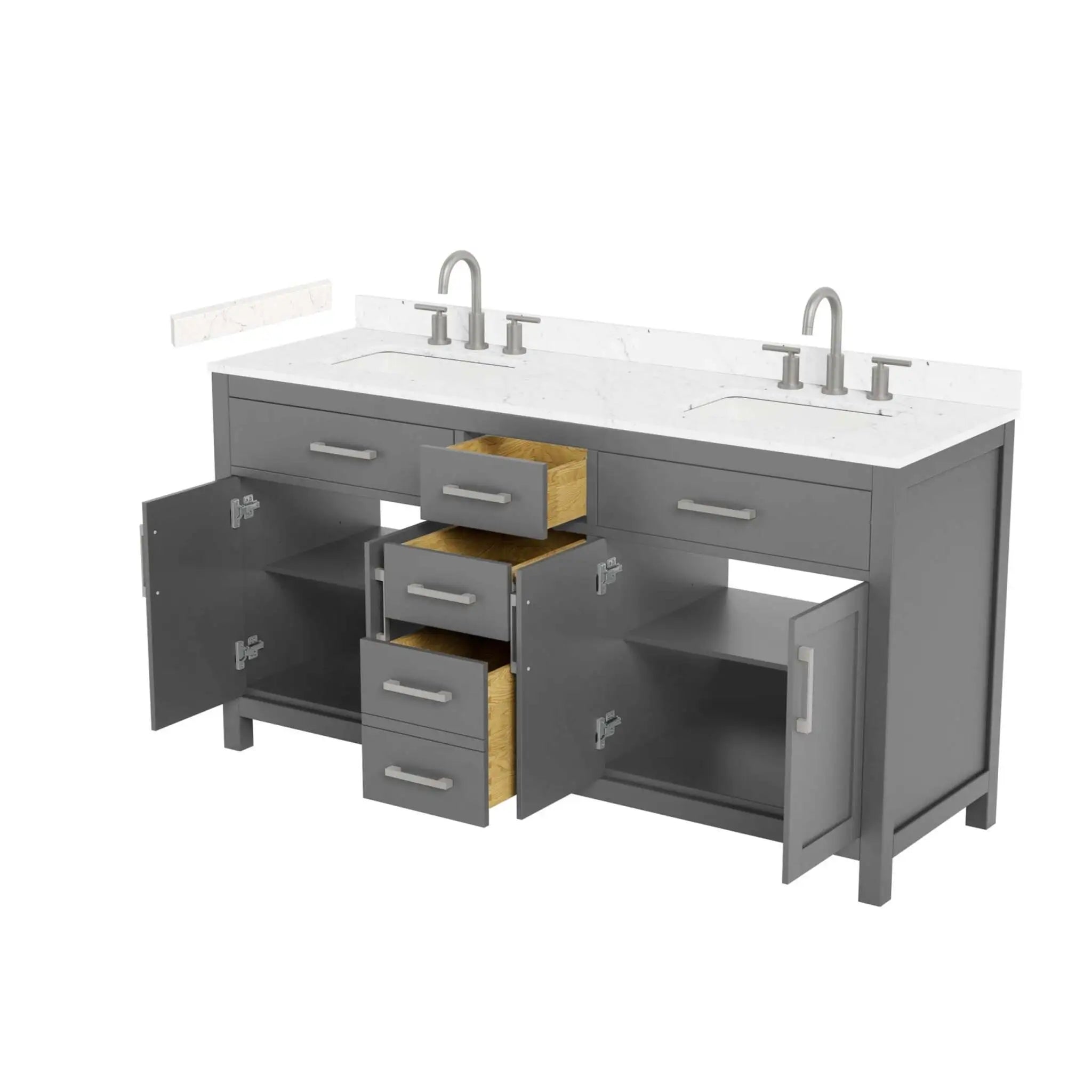 66" Beckett Double Bathroom Vanity in Dark Gray with Brushed Nickel Trim by Wyndham