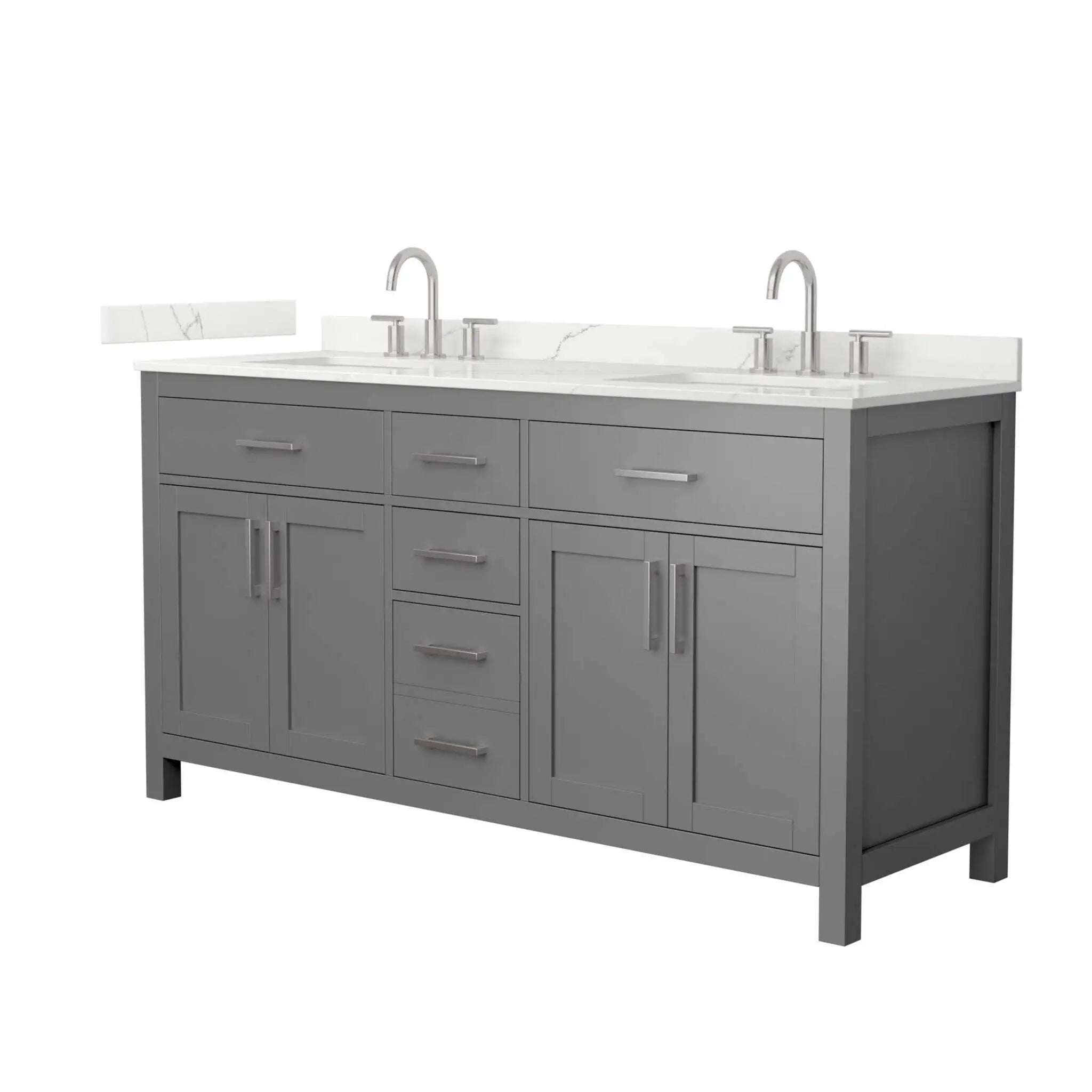 66" Beckett Double Bathroom Vanity in Dark Gray with Brushed Nickel Trim by Wyndham