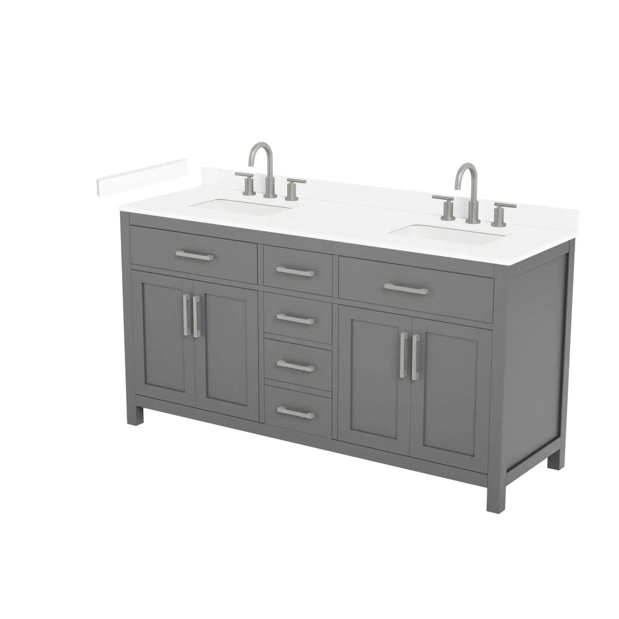66" Beckett Double Bathroom Vanity in Dark Gray with Brushed Nickel Trim by Wyndham