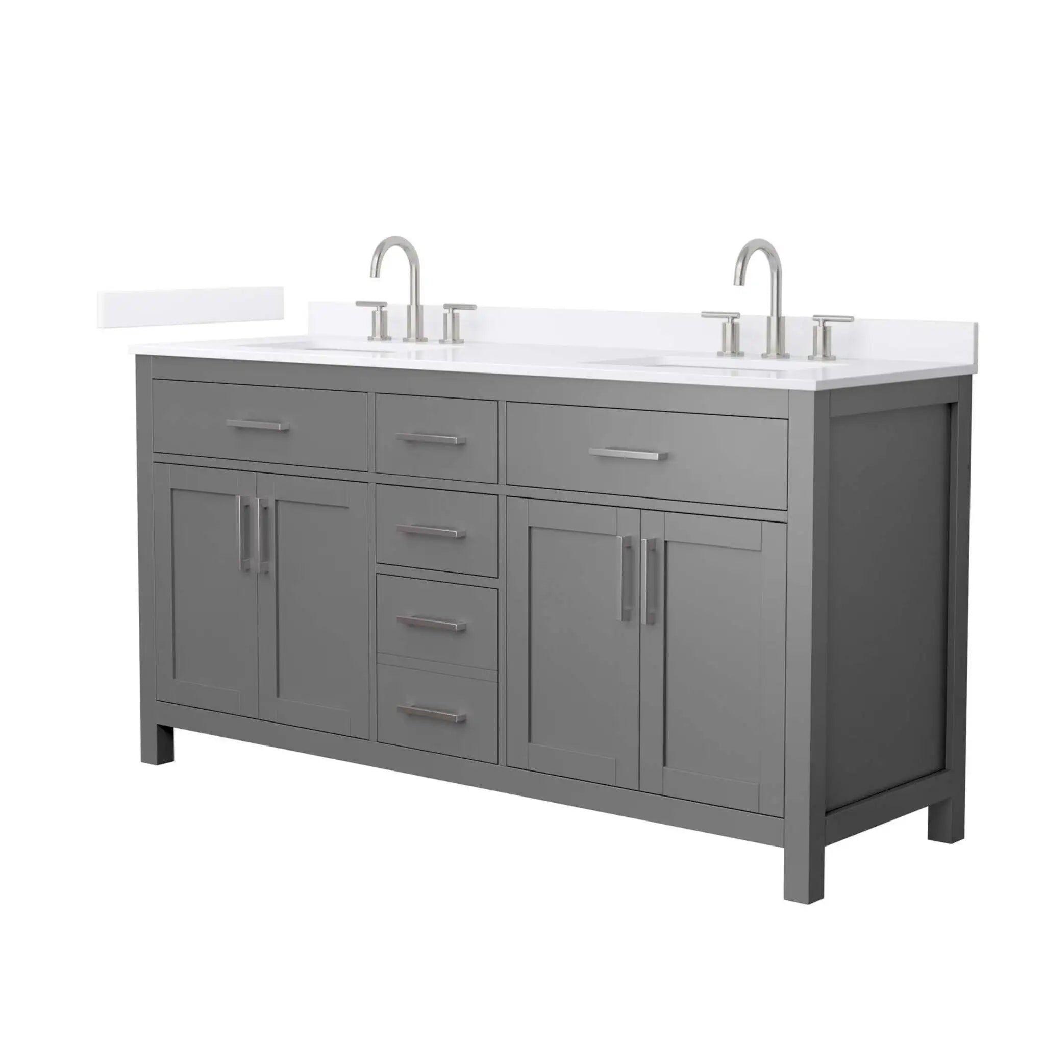 66" Beckett Double Bathroom Vanity in Dark Gray with Brushed Nickel Trim by Wyndham