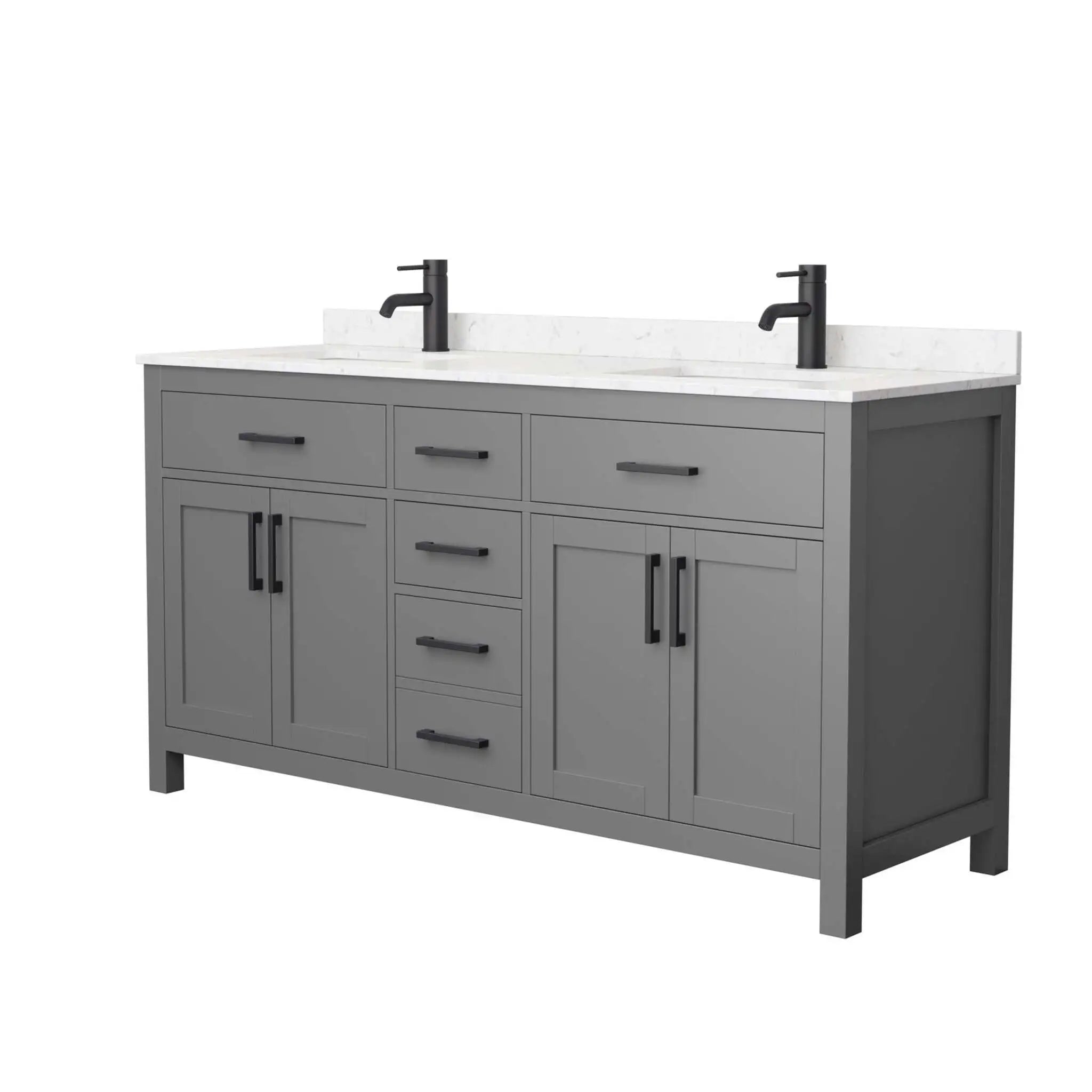 66" Beckett Double Bathroom Vanity in Dark Gray with Matte Black Trim by Wyndham