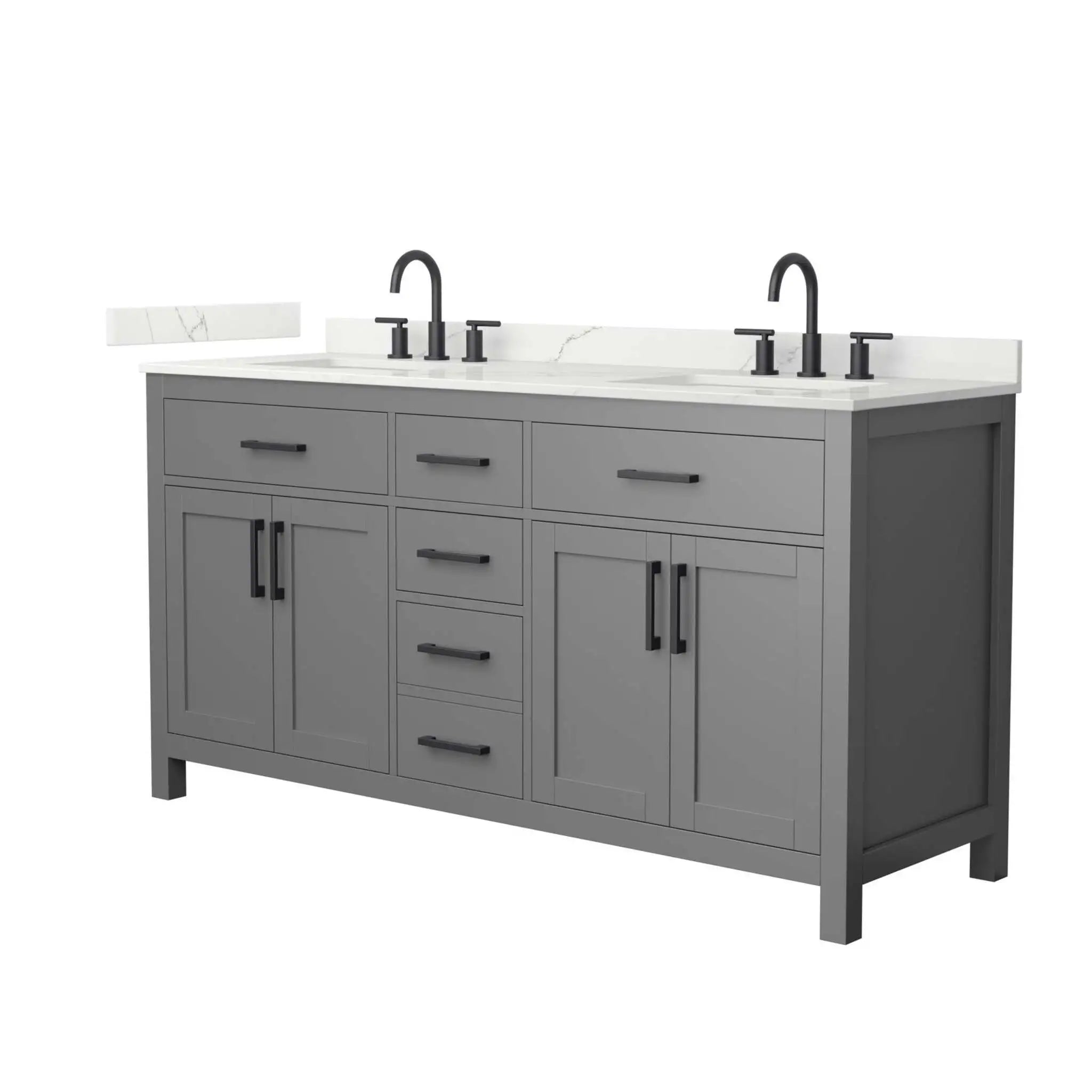 66" Beckett Double Bathroom Vanity in Dark Gray with Matte Black Trim by Wyndham