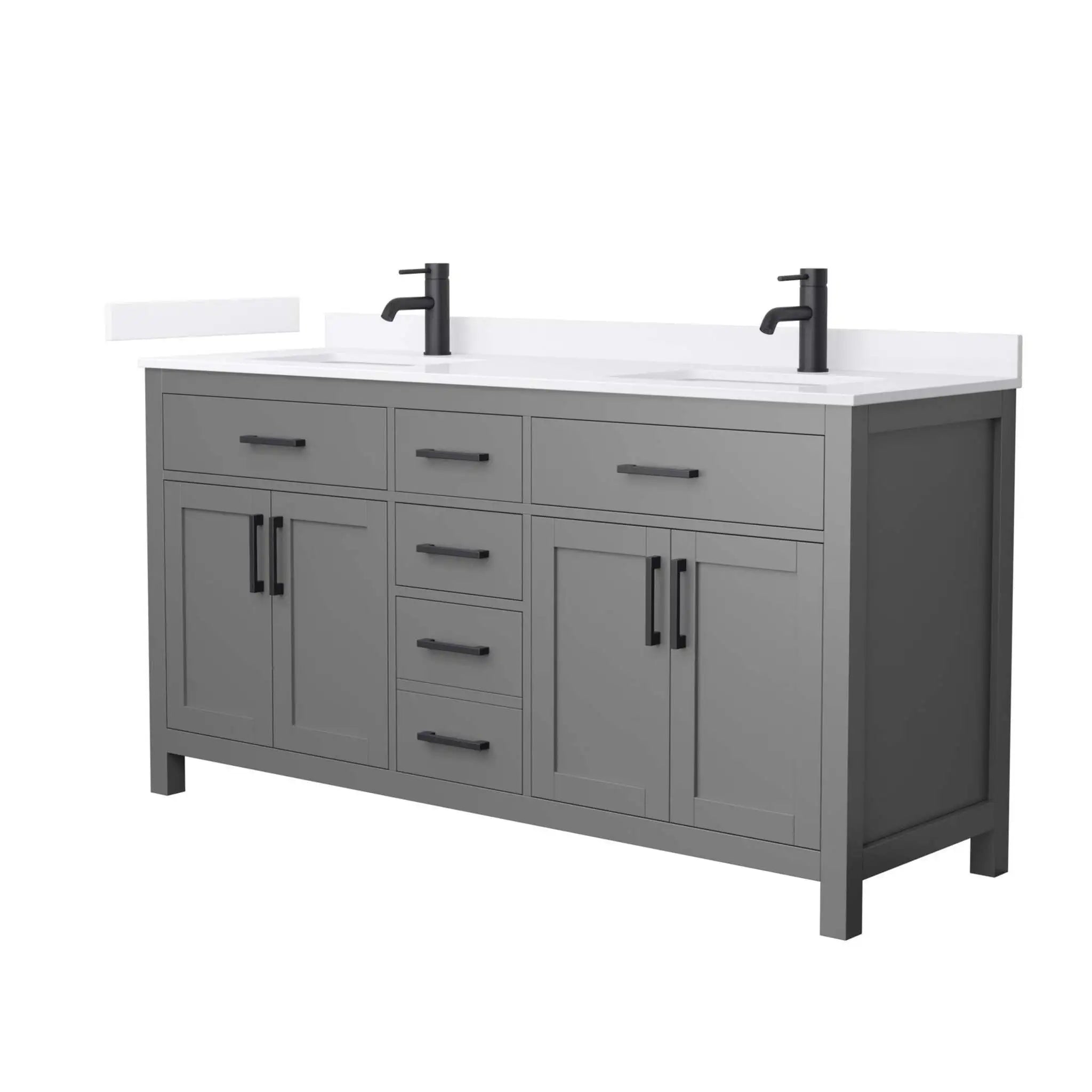 66" Beckett Double Bathroom Vanity in Dark Gray with Matte Black Trim by Wyndham