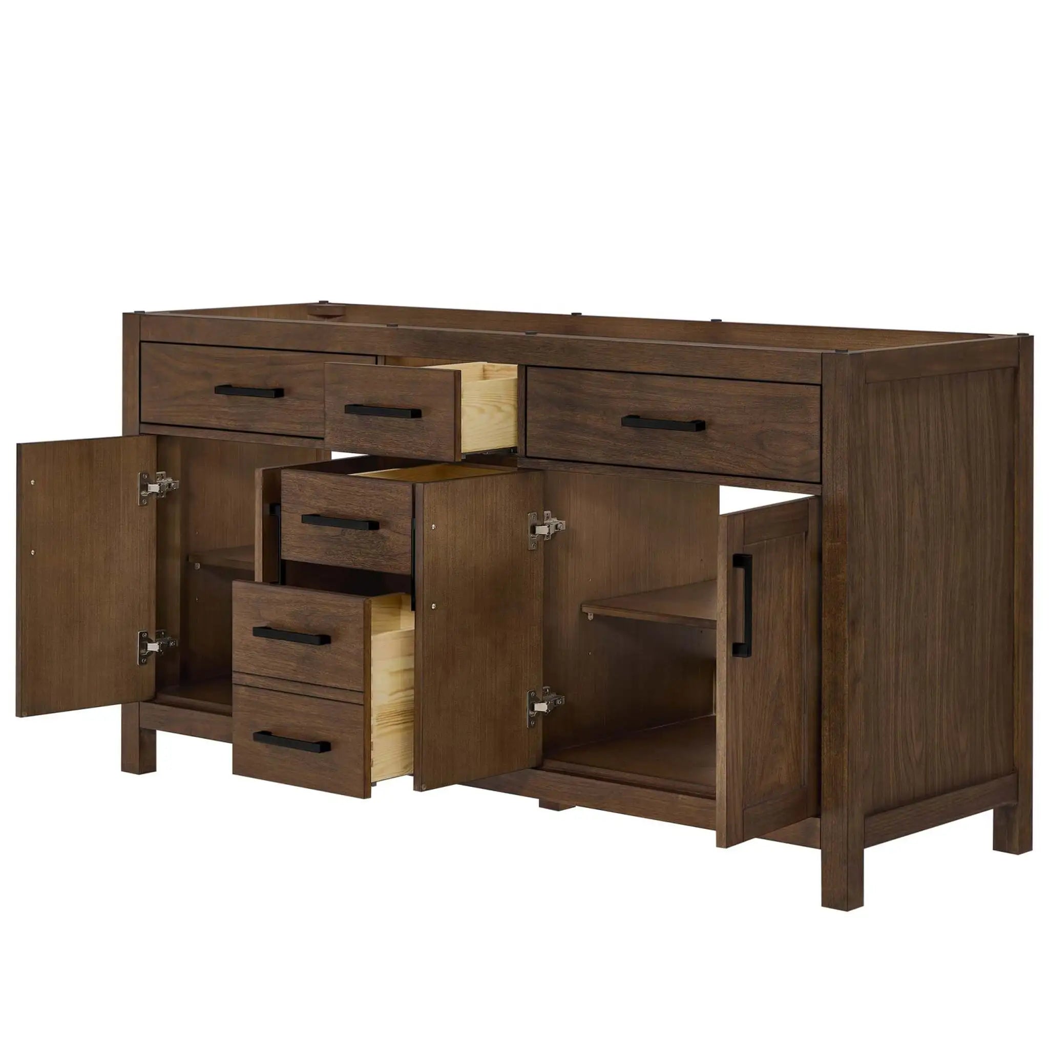 66" Beckett Double Bathroom Vanity in Dark Walnut with Matte Black Trim by Wyndham