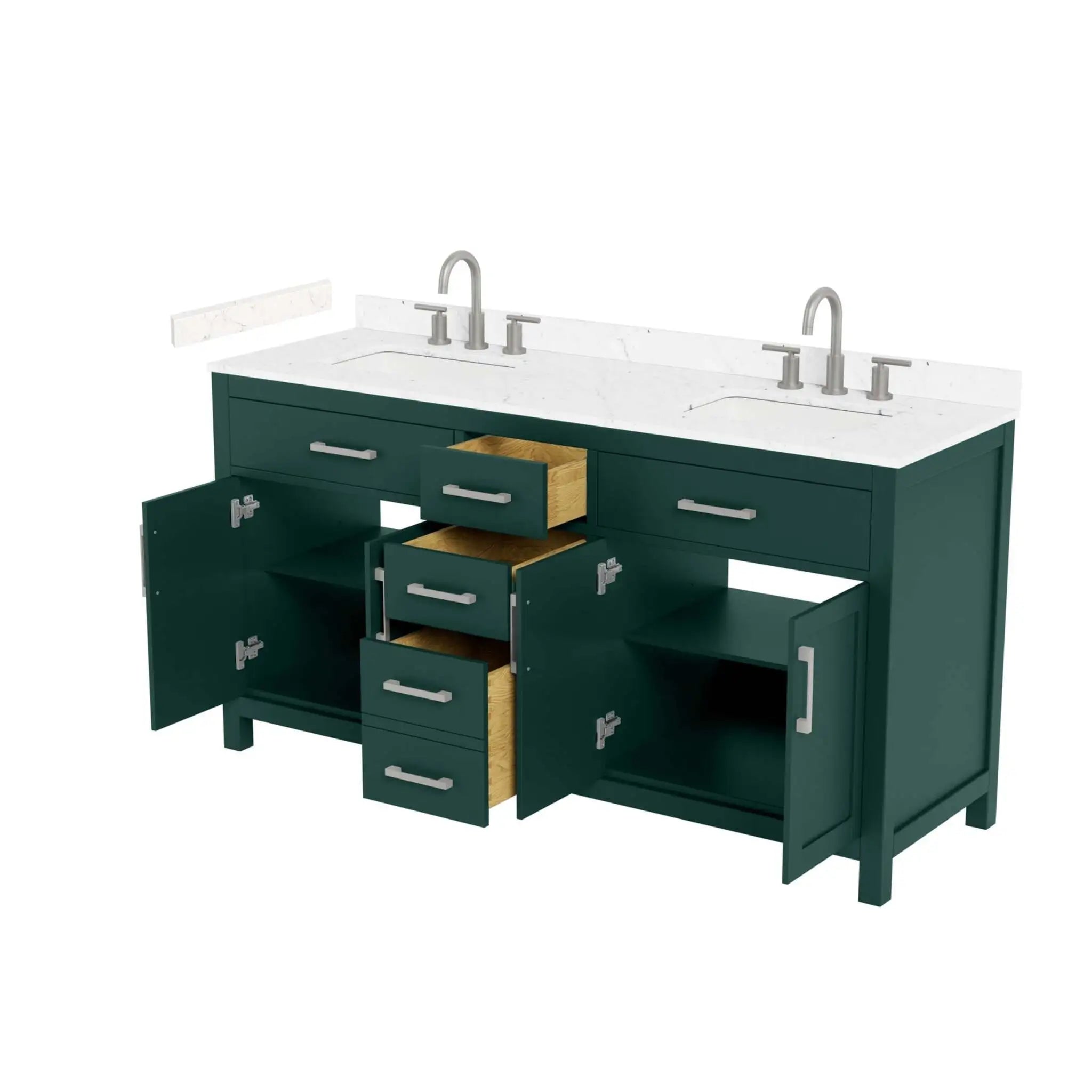 66" Beckett Double Bathroom Vanity in Green with Brushed Nickel Trim by Wyndham