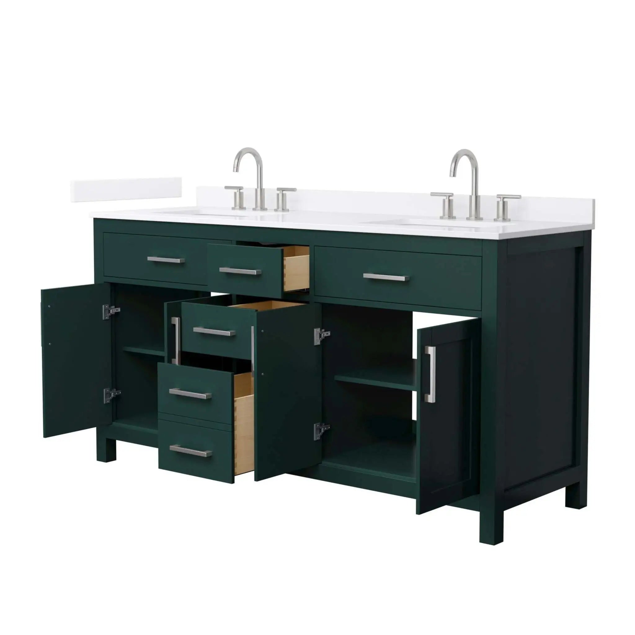 66" Beckett Double Bathroom Vanity in Green with Brushed Nickel Trim by Wyndham