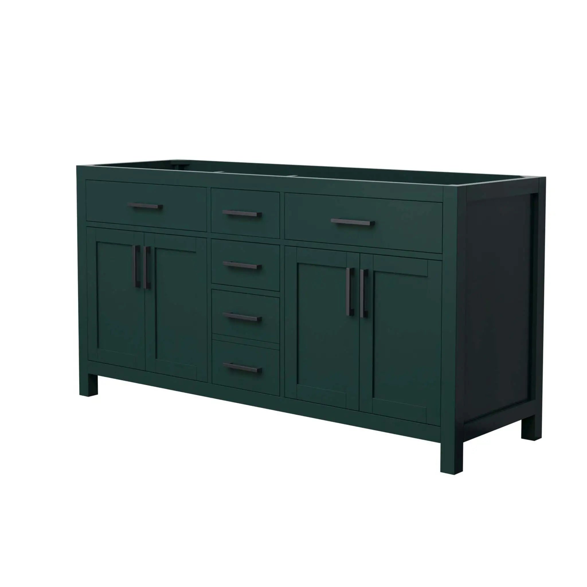 66" Beckett Double Bathroom Vanity in Green with Matte Black Trim by Wyndham