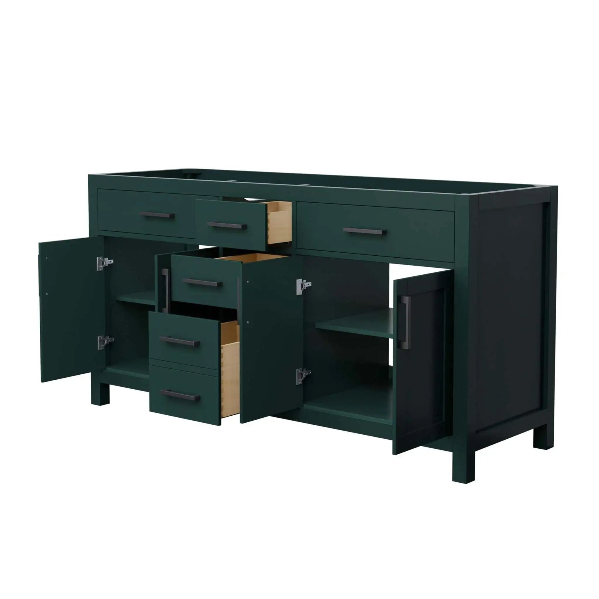 66" Beckett Double Bathroom Vanity in Green with Matte Black Trim by Wyndham