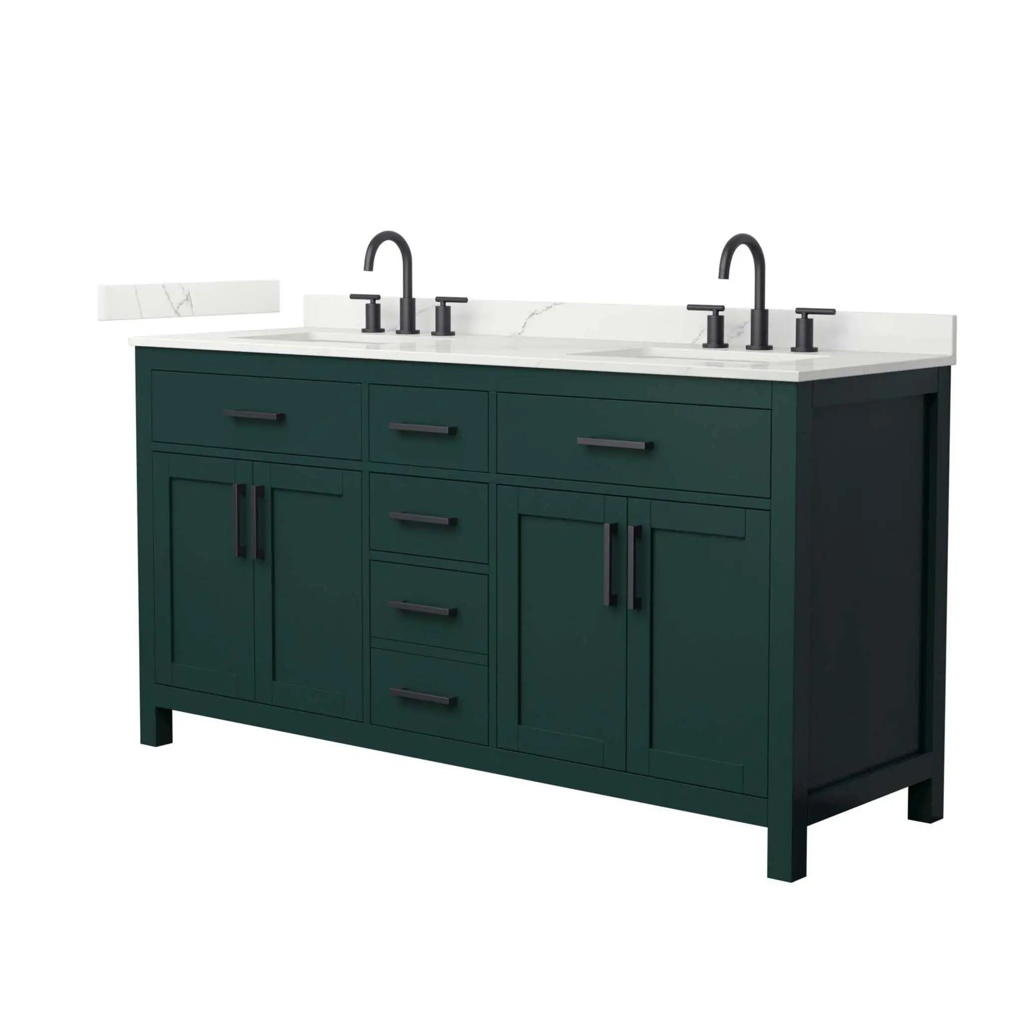 66" Beckett Double Bathroom Vanity in Green with Matte Black Trim by Wyndham