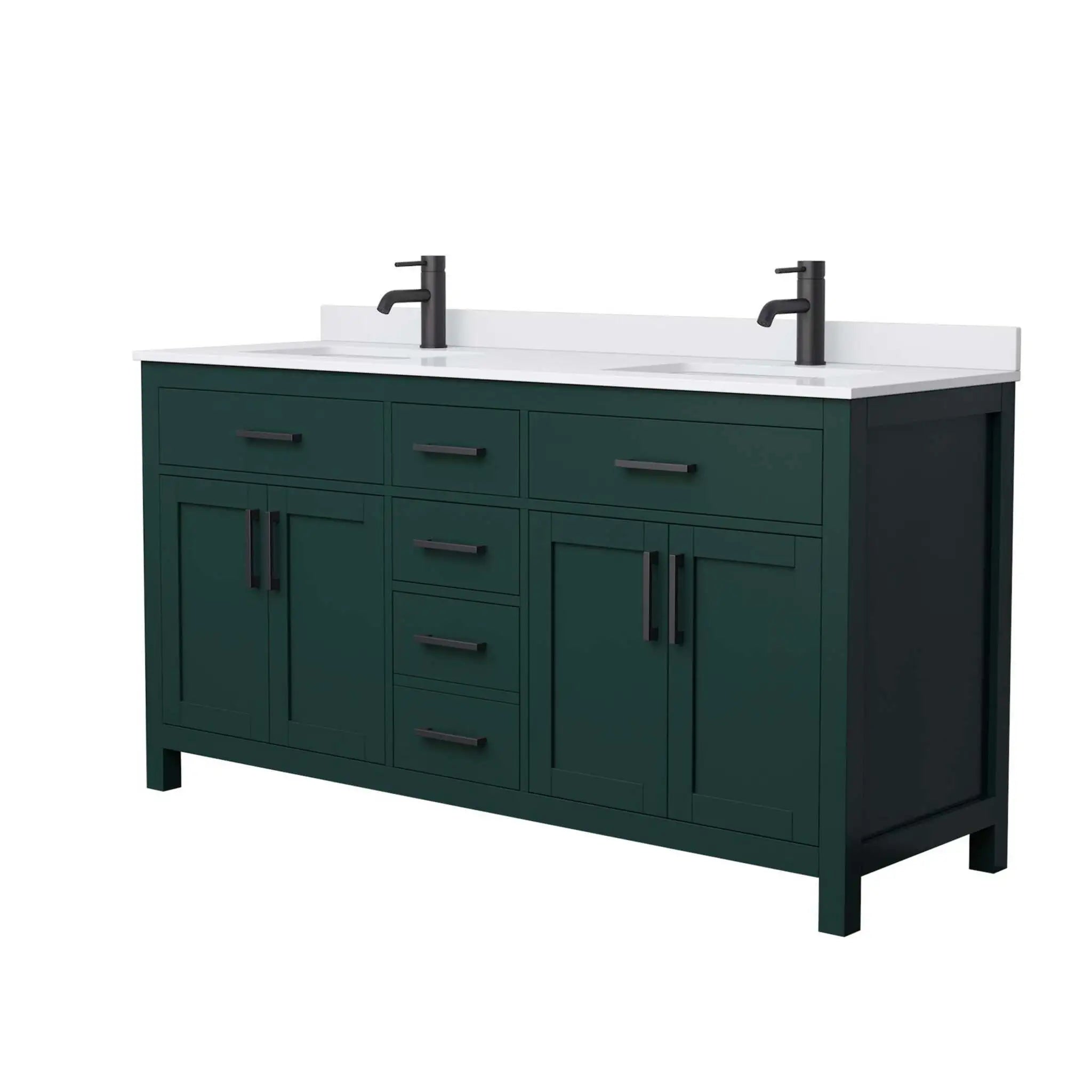 66" Beckett Double Bathroom Vanity in Green with Matte Black Trim by Wyndham