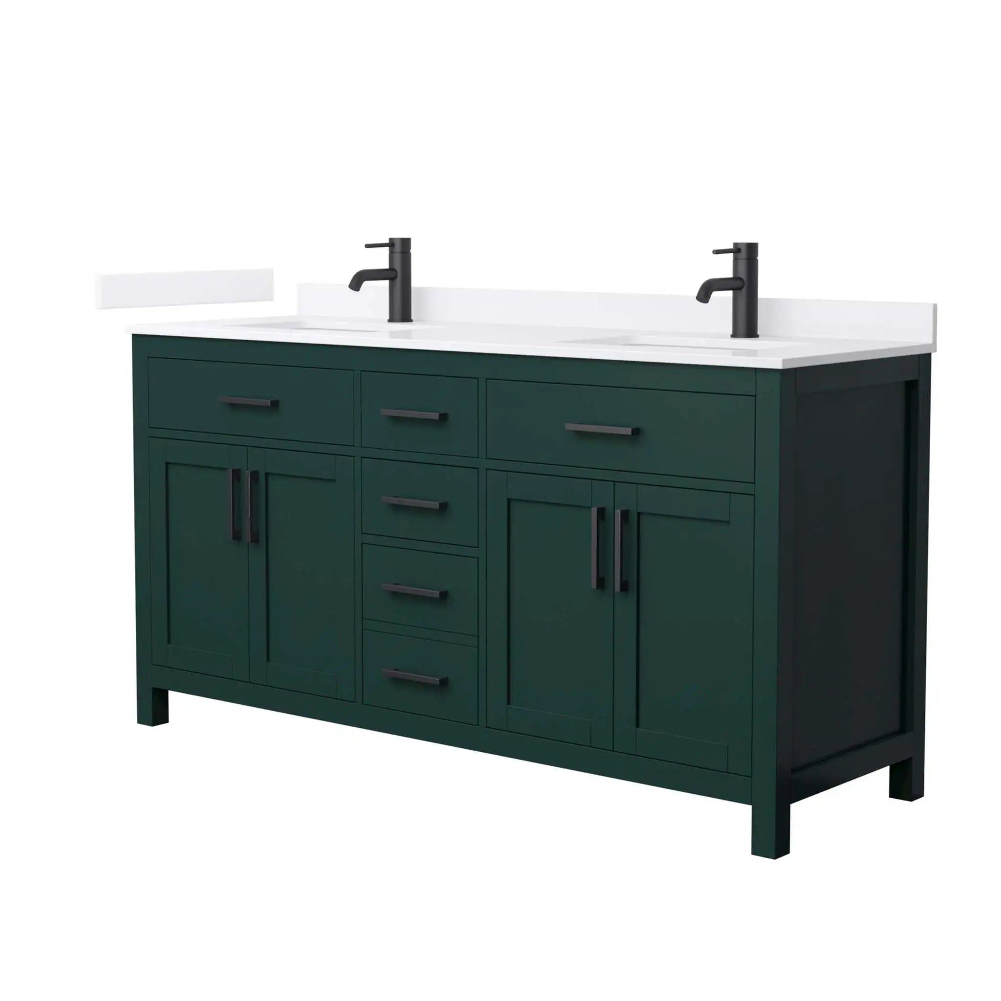 66" Beckett Double Bathroom Vanity in Green with Matte Black Trim by Wyndham
