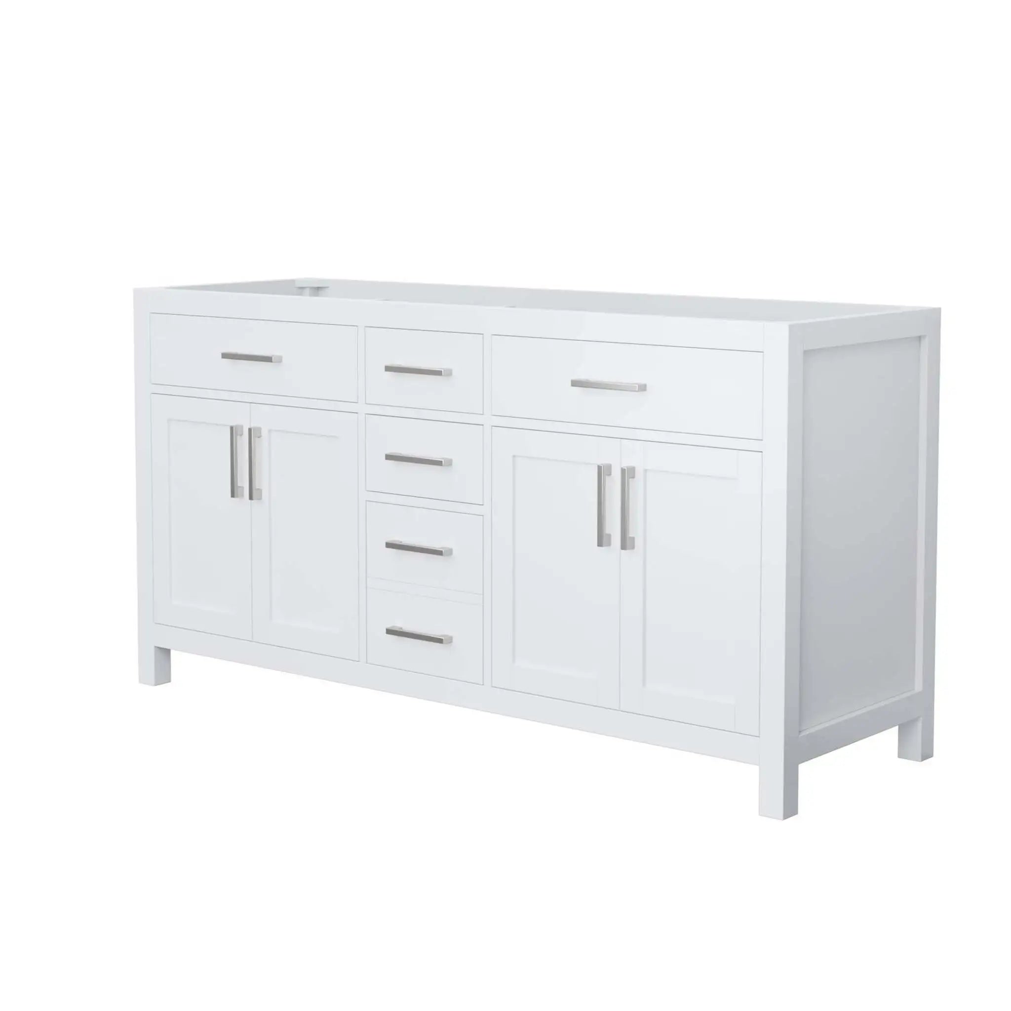 66" Beckett Double Bathroom Vanity in White with Brushed Nickel Trim by Wyndham