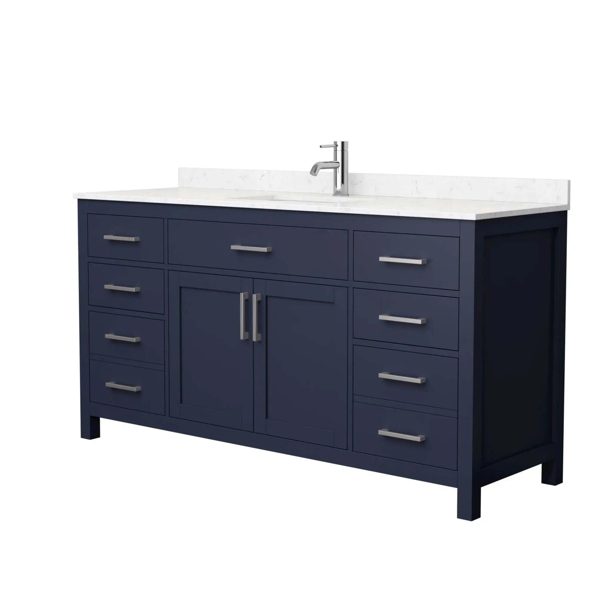 66" Beckett Single Bathroom Vanity in Dark Blue with Brushed Nickel Trim by Wyndham
