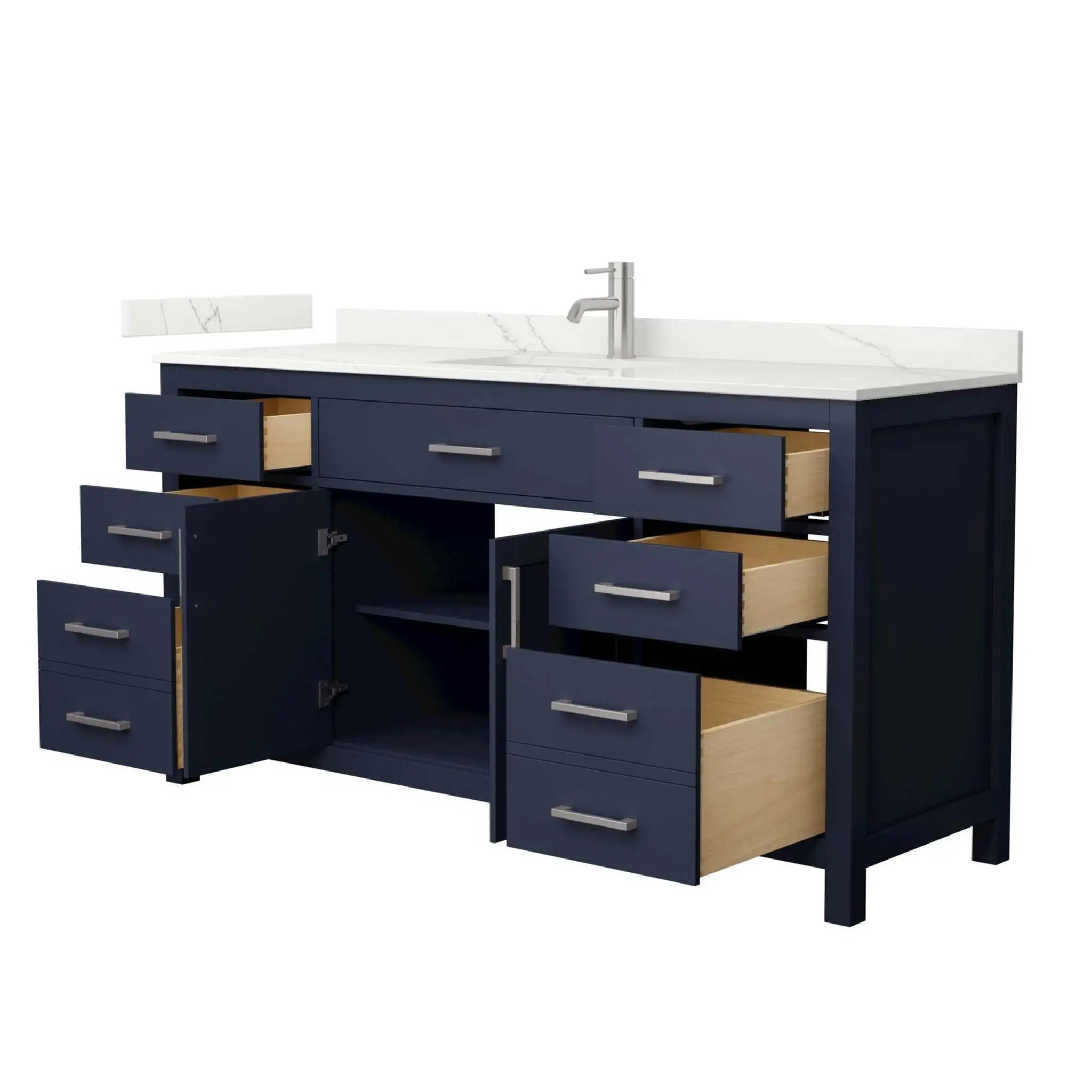 66" Beckett Single Bathroom Vanity in Dark Blue with Brushed Nickel Trim by Wyndham