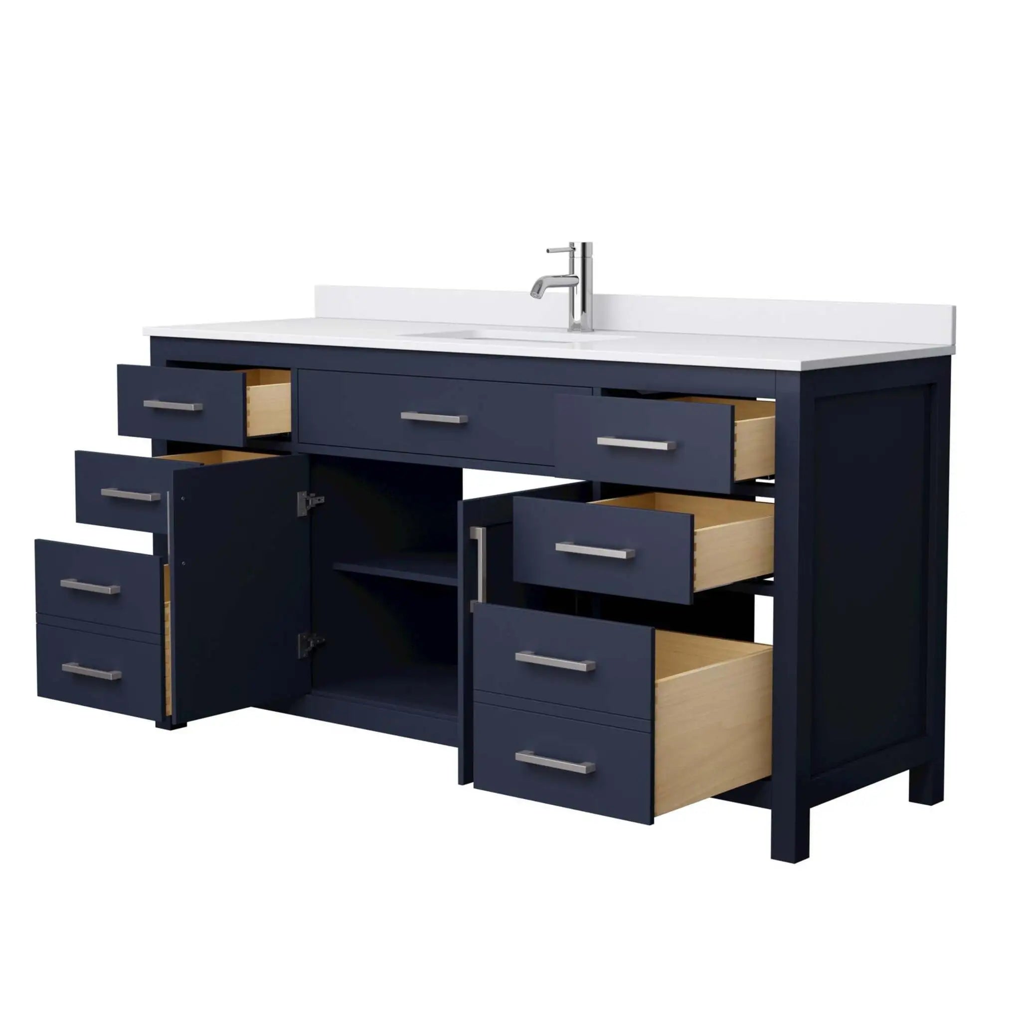 66" Beckett Single Bathroom Vanity in Dark Blue with Brushed Nickel Trim by Wyndham